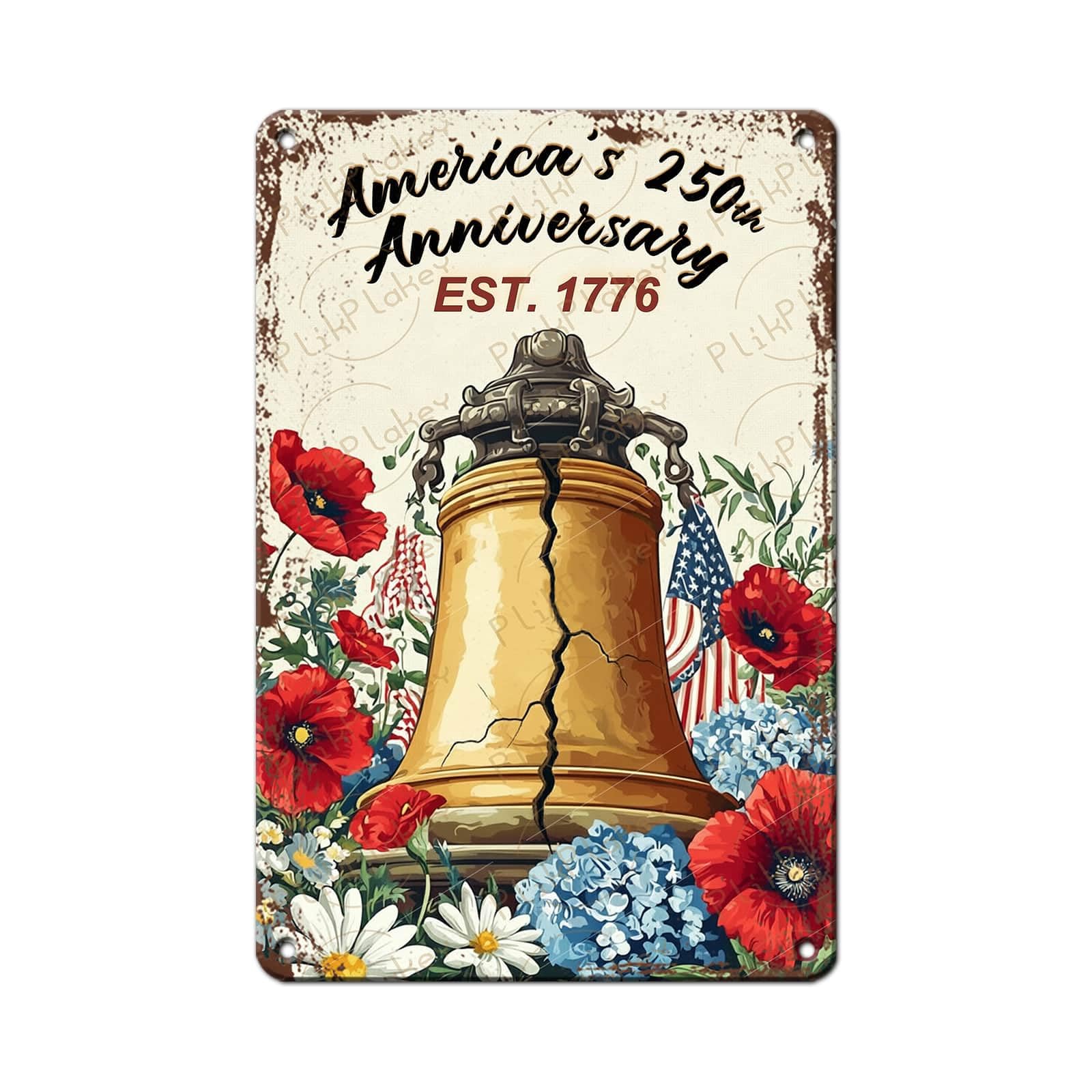 Patriotic 4th of July Tin Sign Happy Independence Day Popsicle Wall Art Vintage Retro Home Decor for Bar Living Room Bedroom Cafe Decoration 12x8 Inch