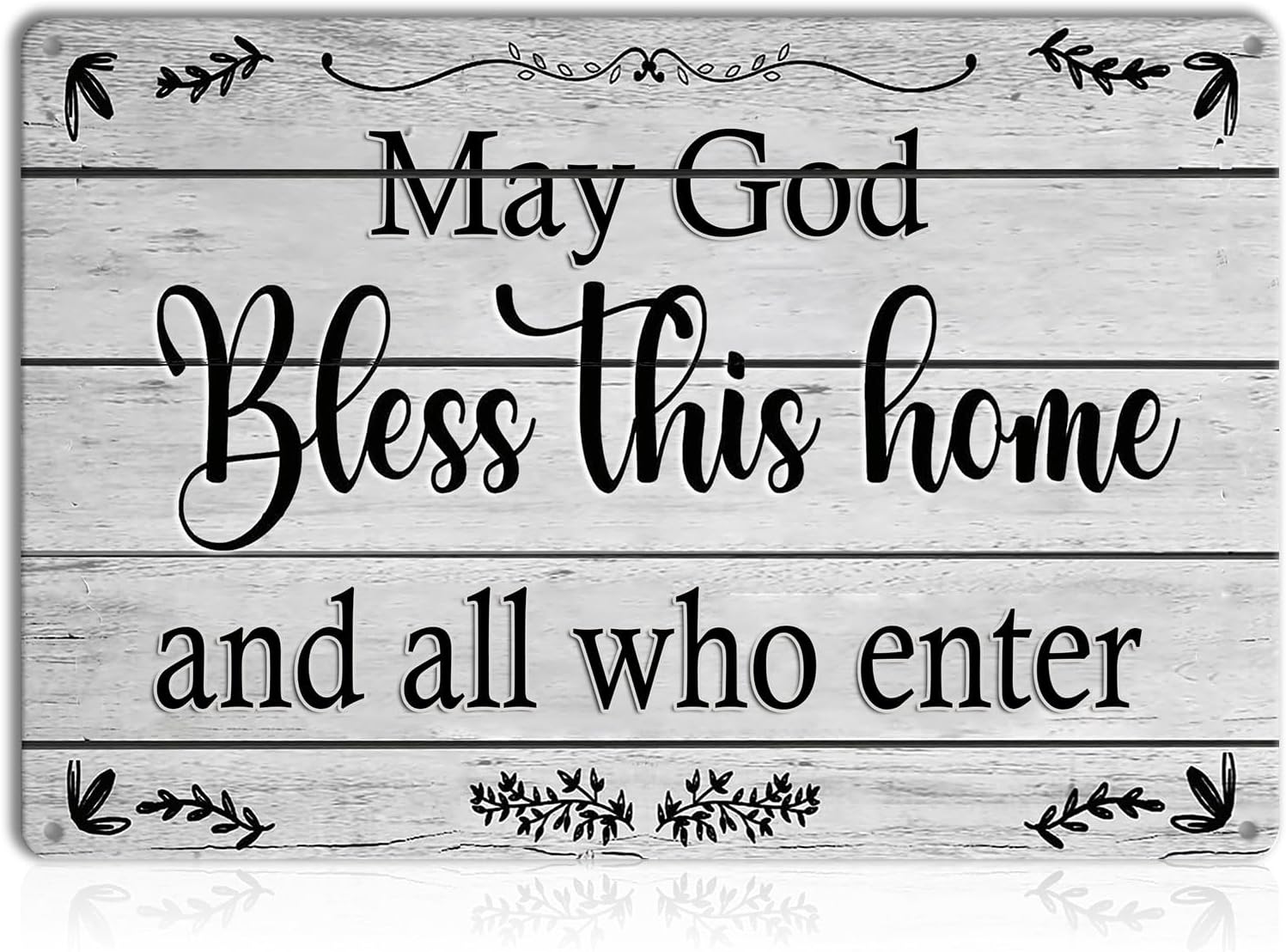 May God Bless This Home Wall Decor – Blessed Tin Sign for Christian Decoration – Rustic Family Welcome Sign for Front Door or Kitchen – Vintage Housewarming Gift for New Home – 8x12 Inch Metal Wall Art