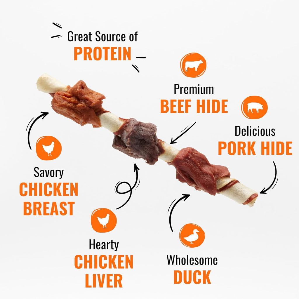 Good 'n' Fun Kabobs Long-Lasting Dog Treat, With Real Proteins, Beef Hide and Premium Chicken, Supports Dental Health, Mental Stimulation, 24 oz