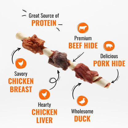 Good 'n' Fun Kabobs Long-Lasting Dog Treat, With Real Proteins, Beef Hide and Premium Chicken, Supports Dental Health, Mental Stimulation, 24 oz