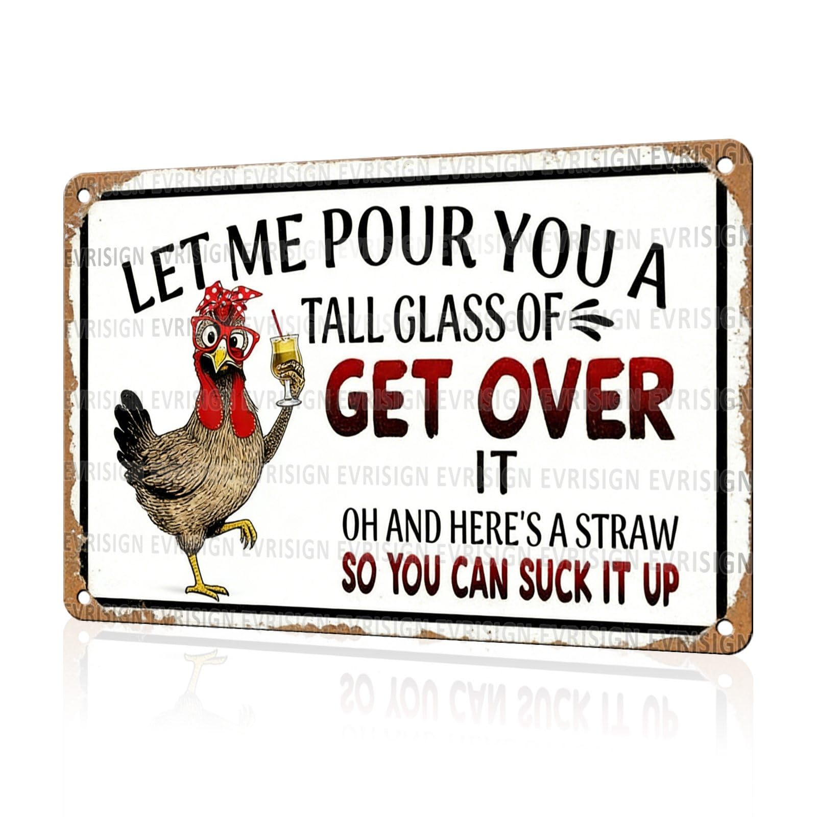 Funny Chicken Faith & Farmhouse Gifts Just A Girl Who Loves Jesus&Chickens Vintage Tin Sign for Farm Kitchen Garden or Cottage Wall 8x12Inch