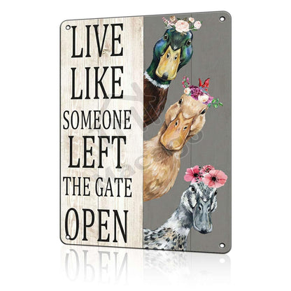 Rise and Shine Chicken Metal Tin Sign - Rustic Farmhouse Kitchen Wall Decor - Cute Rooster & Hen Art Poster for Coffee Bar or Breakfast Nook 8x12 inch