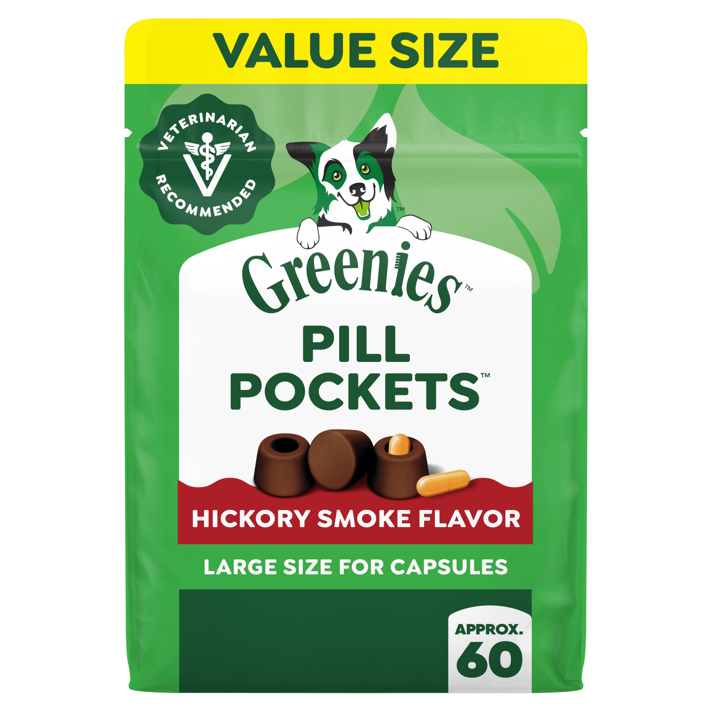 Greenies Pill Pockets for Dogs Large Size, Dog Treat Pouch for Capsule Medication, Peanut Butter Flavor, 15.8 oz. Pouch