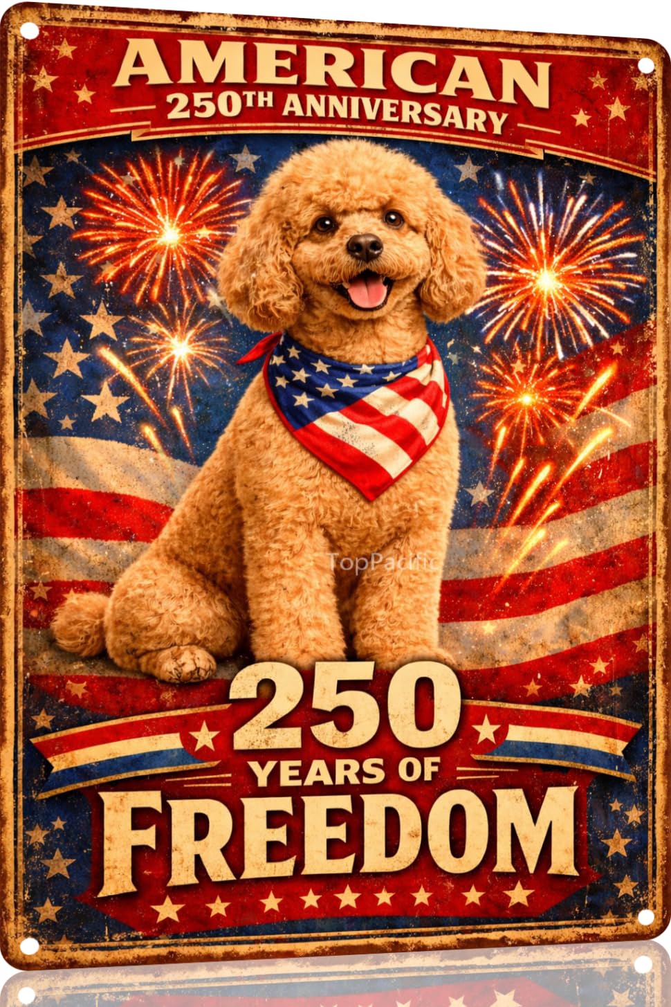 American 250th Anniversary Border Collie Funny Tin Sign 12x8 Inch Independence Day Vintage Metal Wall Art Retro Humor for Kitchen Bedroom Room Home Gift Decoration(59342)
