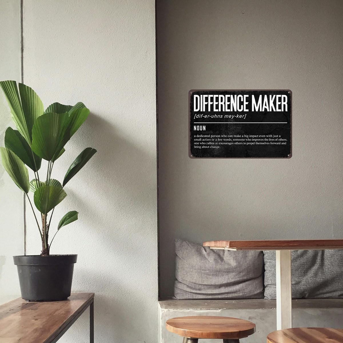 Difference Maker Metal Sign – 8x12 Inch Inspirational Wall Decor for Office & Classroom, Motivational Quote Tin Sign Appreciation Gift for Teacher, Coach, Manager