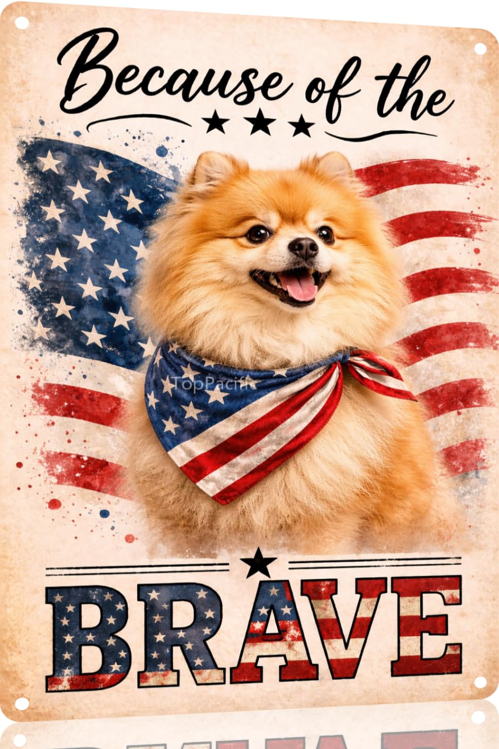 Patriotic Brittany-Spaniel Funny Tin Sign 12x8 Inch Vintage Metal Wall 4th of July Independence Day Art Retro Humor for Bathroom Kitchen Bedroom Room Home Gift Decoration(58978)