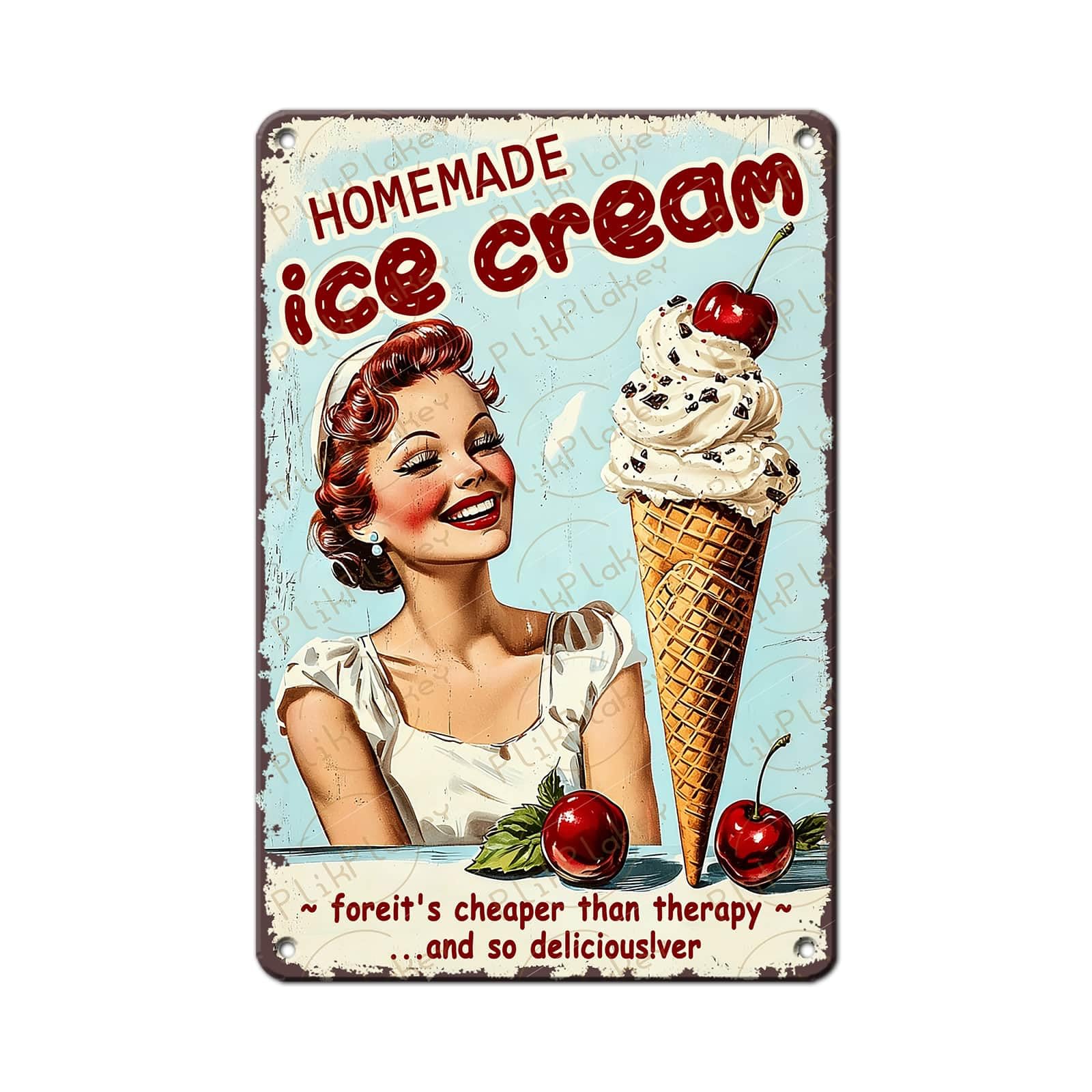 Vintage Metal Tin Sign Ice Cream Retro Sweet Food Diner Wall Decor Kitchen Cafe Bar Club Home Kids Room Living Room Dessert Store Hotel Poster 12x8 Inch