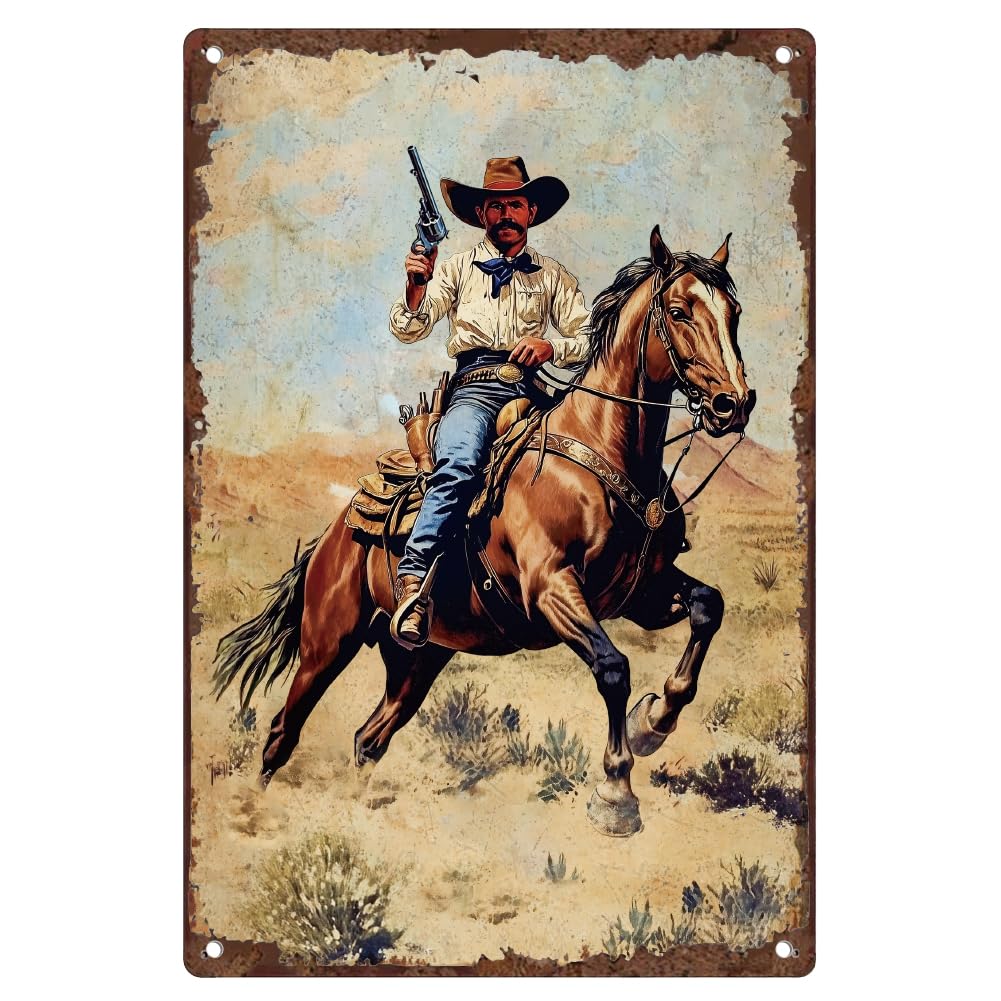 Western Cowgirl Retro Wall Decor Metal Tin Sign 8" x 12" Cowgirl Shoes Vintage Wall Art Poster for Home Coffee Room Clubs Bathroom Decor Gift