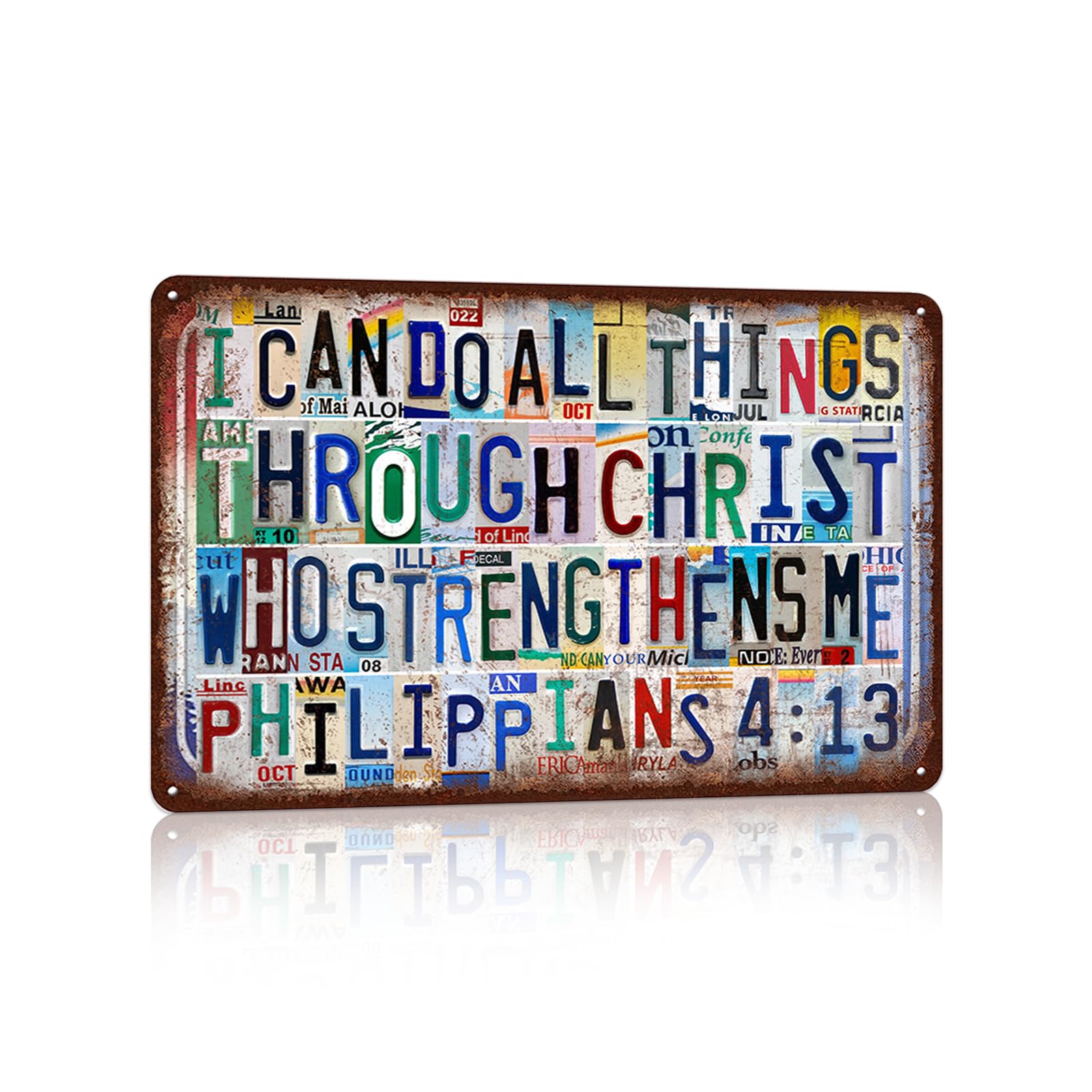 Vintage God Is Within You Wall Decor Biblical Quotation Metal Tin Signs for Bedroom Office Prayer Room,12x8 inch