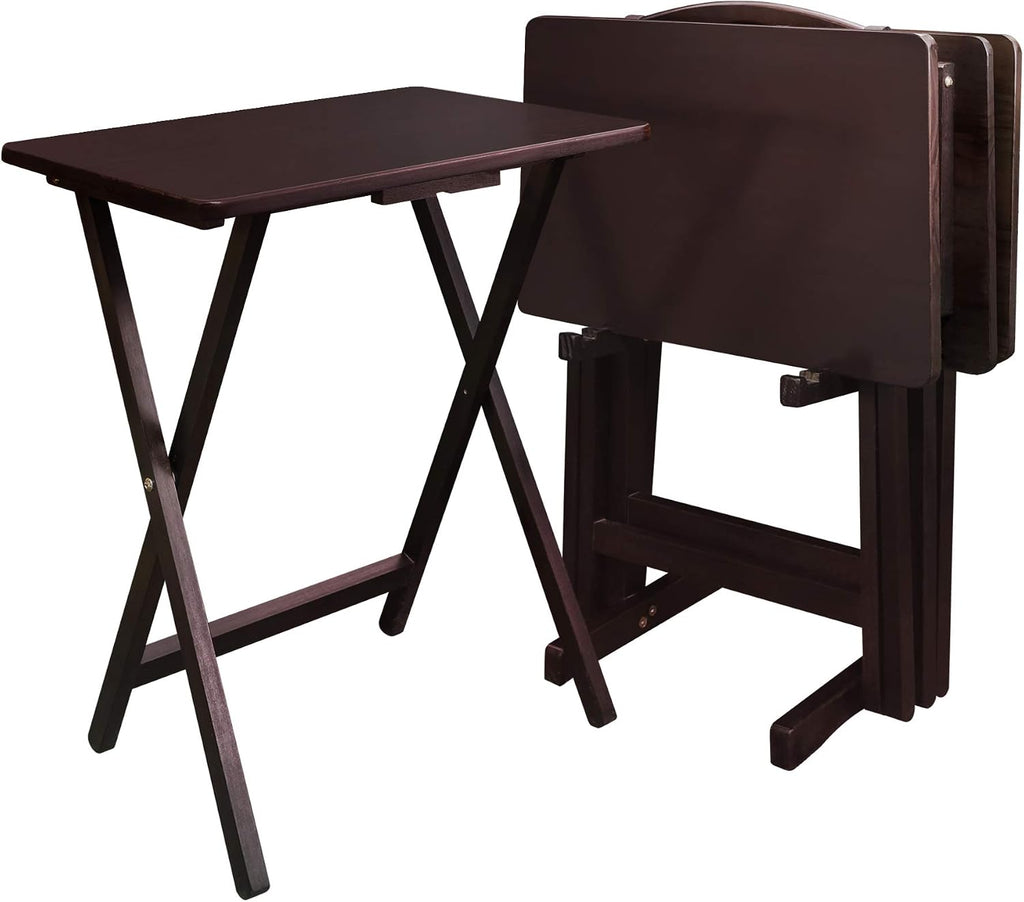 Casual Home 660-40 Tray Table Set, Natural, 14.75 in x 19 in x 25.5 in, 5 Piece