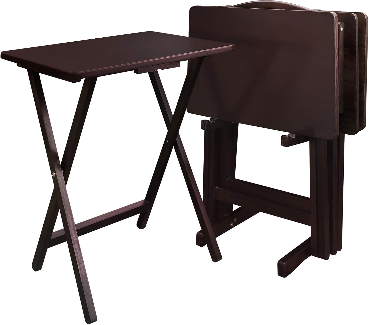 Casual Home 660-40 Tray Table Set, Natural, 14.75 in x 19 in x 25.5 in, 5 Piece