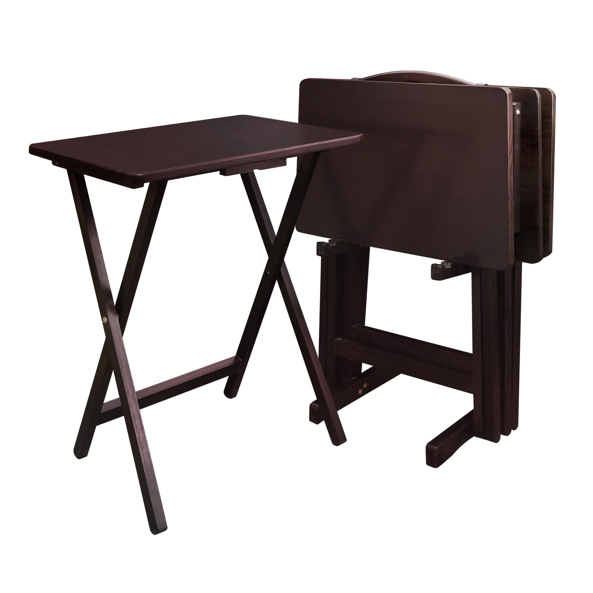 Casual Home 660-40 Tray Table Set, Natural, 14.75 in x 19 in x 25.5 in, 5 Piece