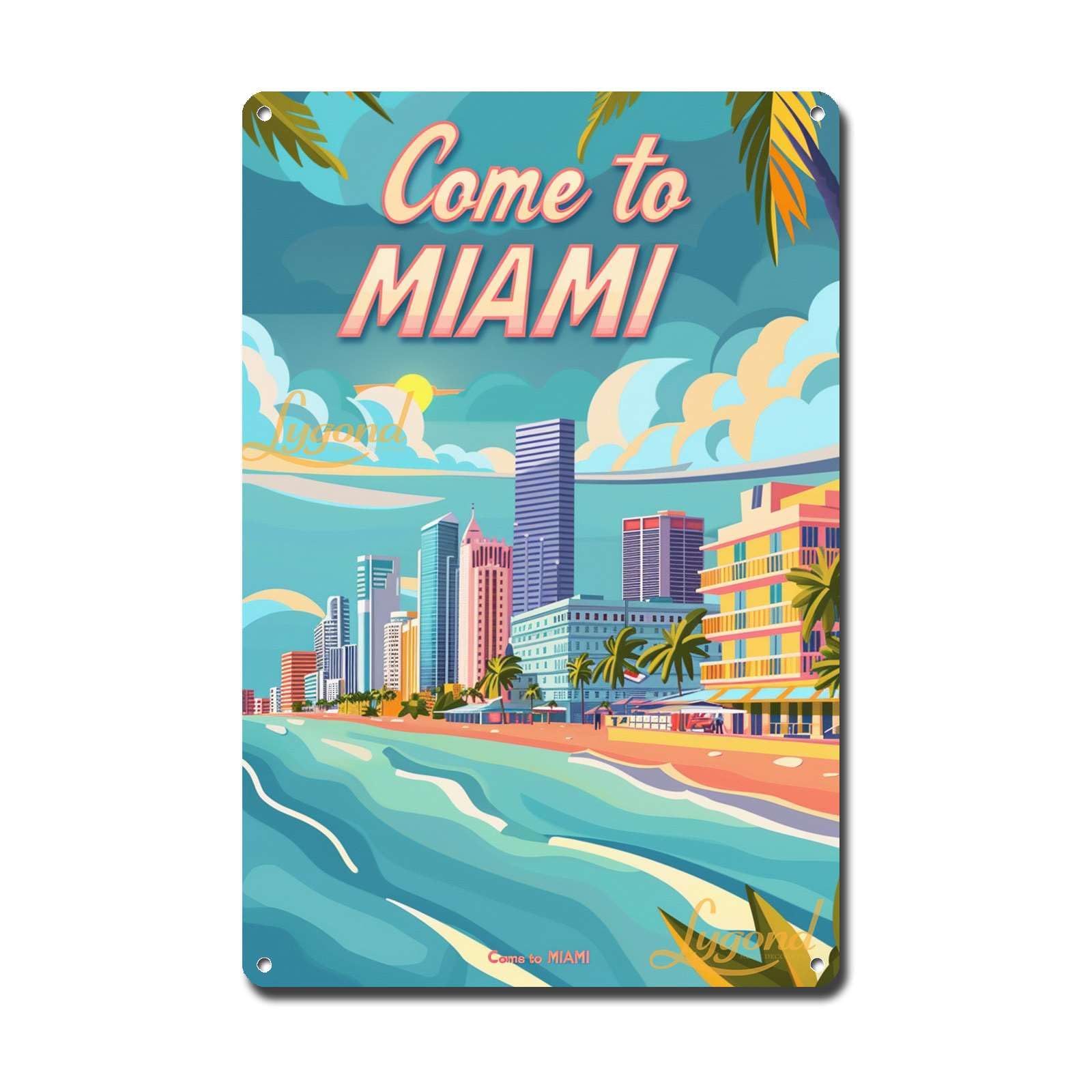 Lygond Metal Sign Tin Sign Vintage Wall Art Come to Chicago Travel Greenhouse Decor for Gift 8×12 Inches