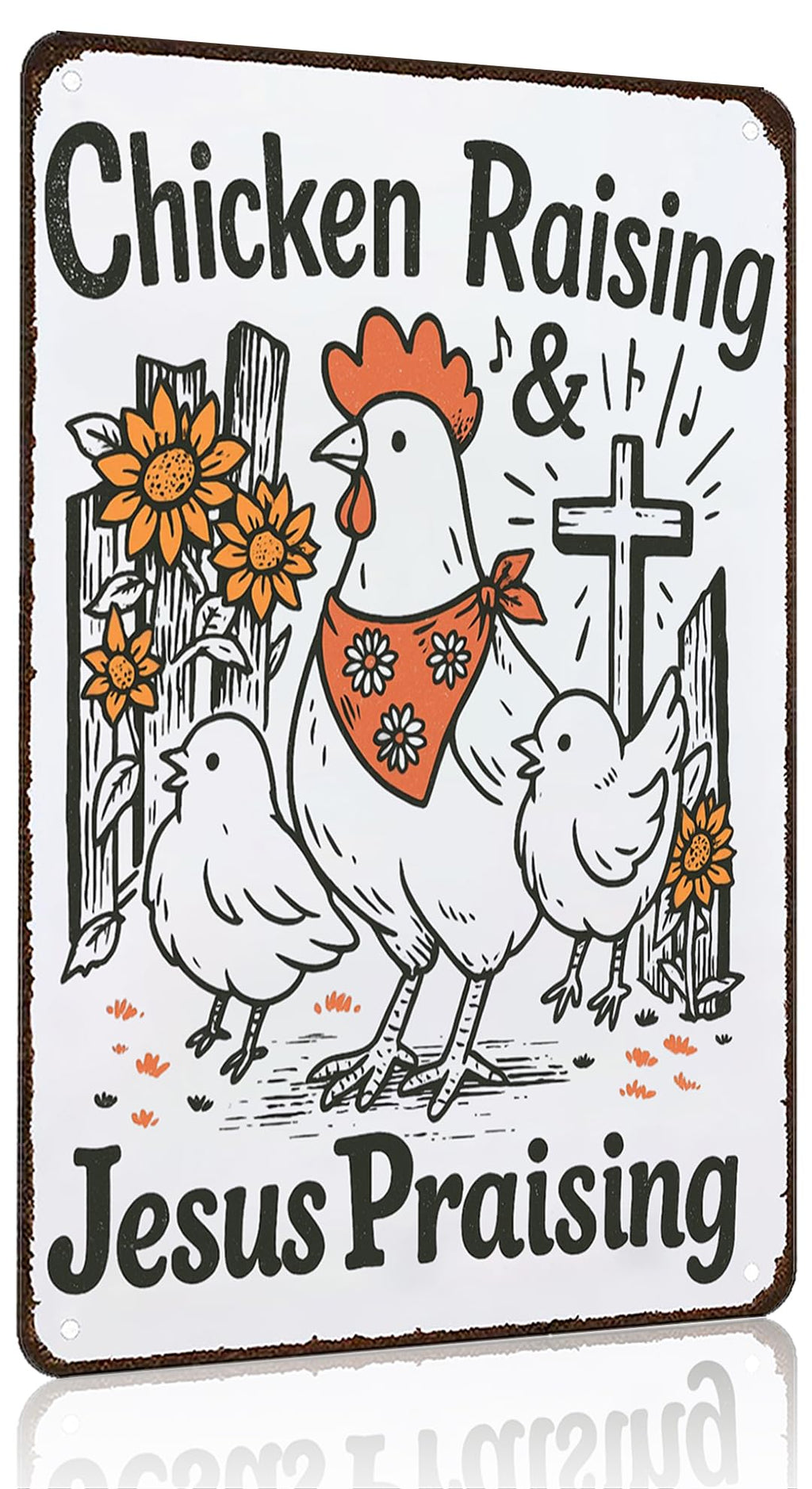 Smilelife Funny Chicken Gifts I'm Going To Let God Fix It Tin Sign for Home Farm Chicken Coop Farmhouse Kitchen Garden Decor 8 X 12 Inch (3520)