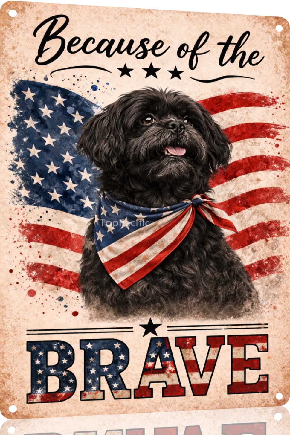 Patriotic Brittany-Spaniel Funny Tin Sign 12x8 Inch Vintage Metal Wall 4th of July Independence Day Art Retro Humor for Bathroom Kitchen Bedroom Room Home Gift Decoration(58978)