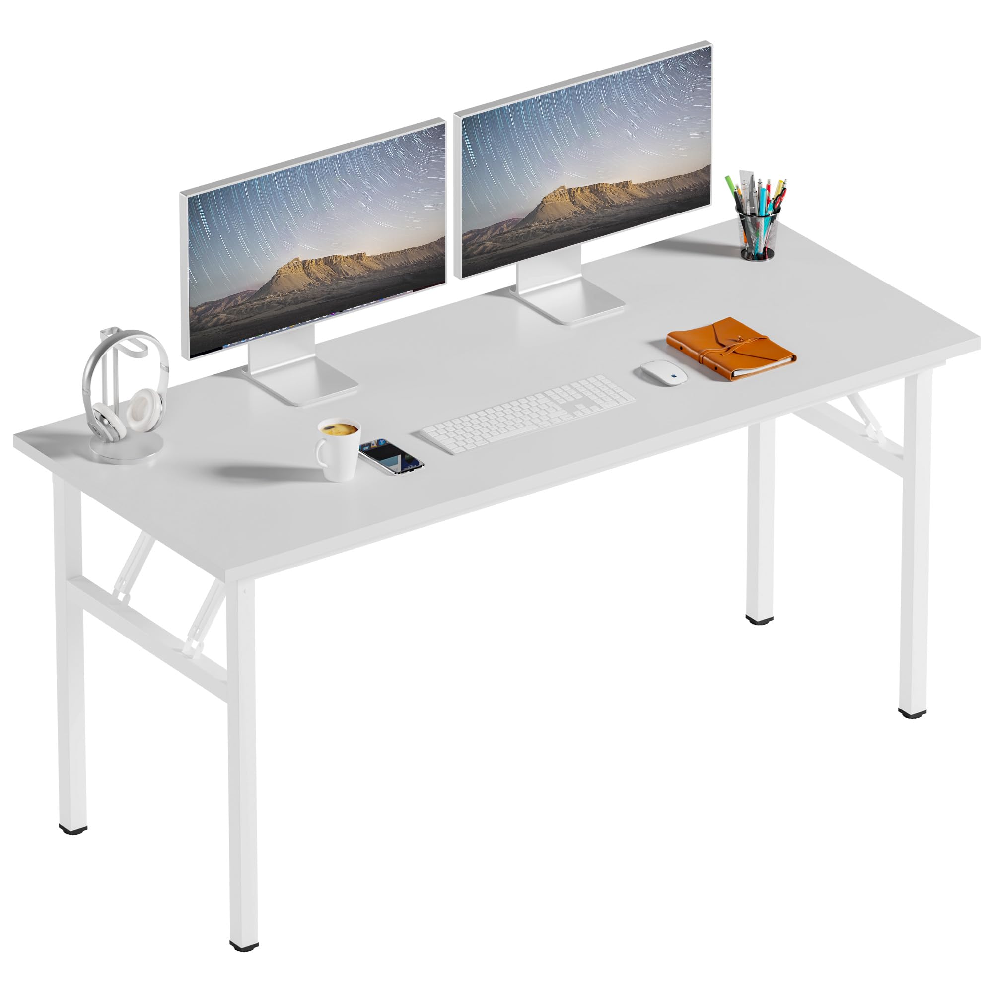 Need Folding Desk, 54 inch Large Computer Desk for Home Office, No Install Needed Study Student Writing Table Desk Workstation, Rustic Brown