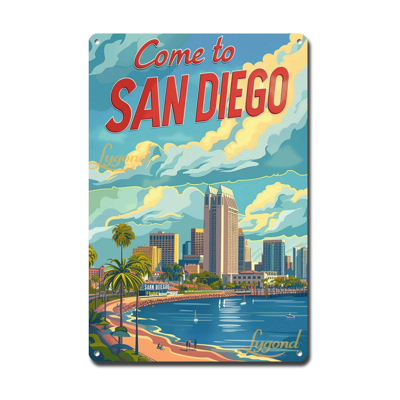 Lygond Metal Sign Tin Sign Vintage Wall Art Come to Chicago Travel Greenhouse Decor for Gift 8×12 Inches