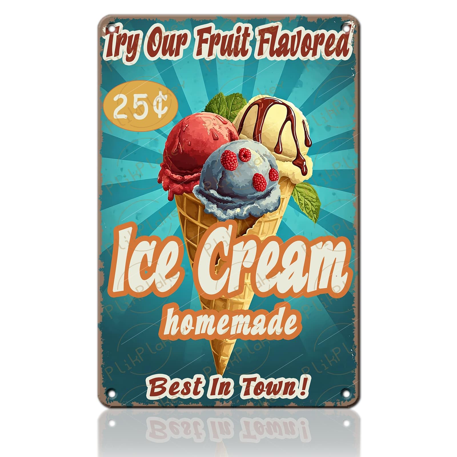 Vintage Metal Tin Sign Ice Cream Retro Sweet Food Diner Wall Decor Kitchen Cafe Bar Club Home Kids Room Living Room Dessert Store Hotel Poster 12x8 Inch