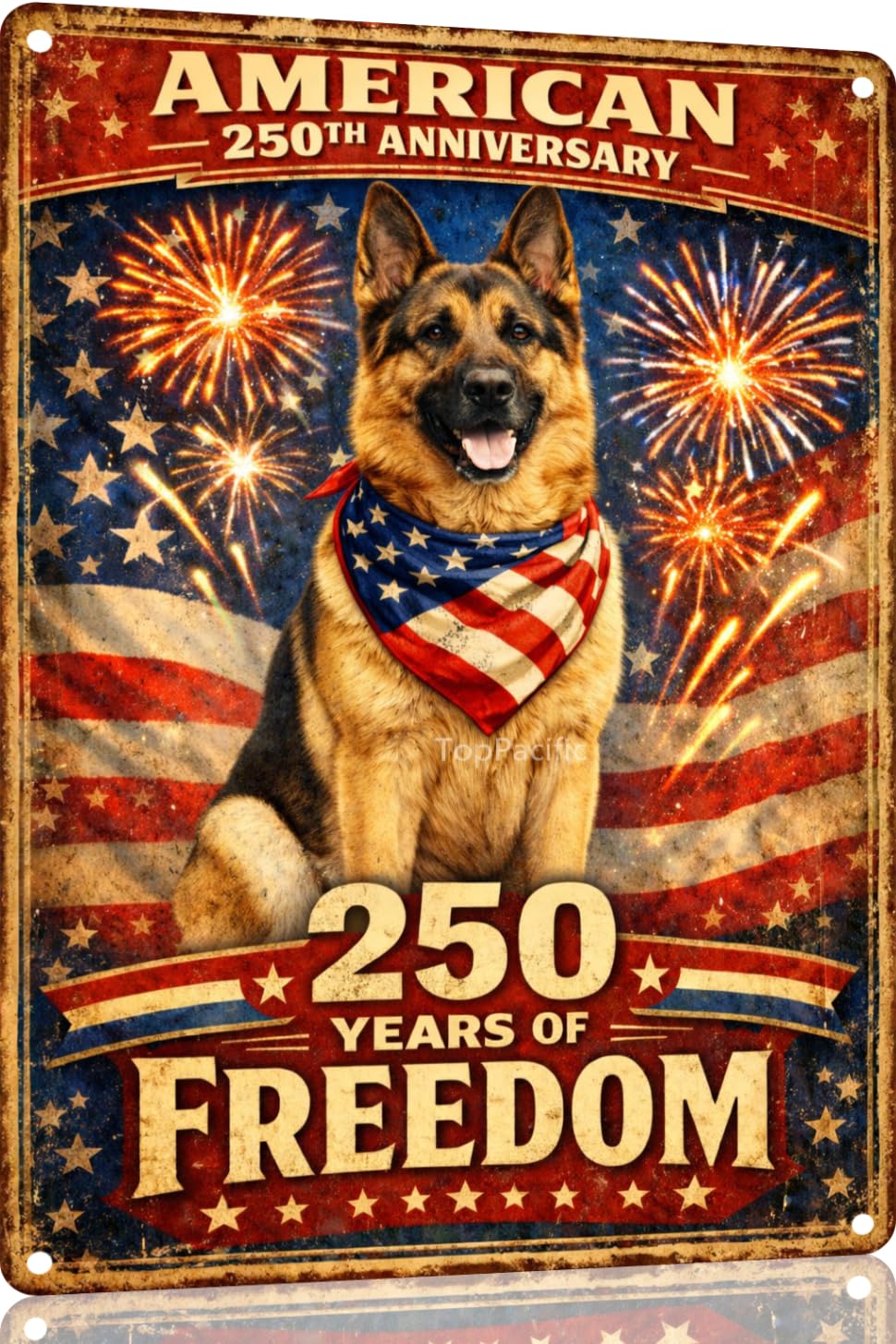 American 250th Anniversary Border Collie Funny Tin Sign 12x8 Inch Independence Day Vintage Metal Wall Art Retro Humor for Kitchen Bedroom Room Home Gift Decoration(59342)