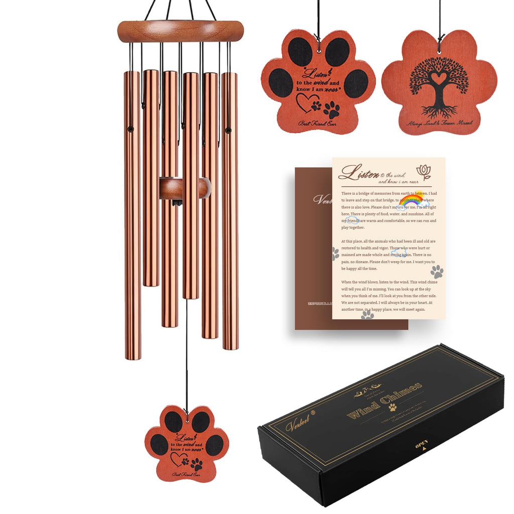 Dog Memorial Gifts, 28" Pet Memorial Wind Chimes, Loss of Dog Sympathy Gift, Pet Loss Passing Away Remembrance Bereavement Gift
