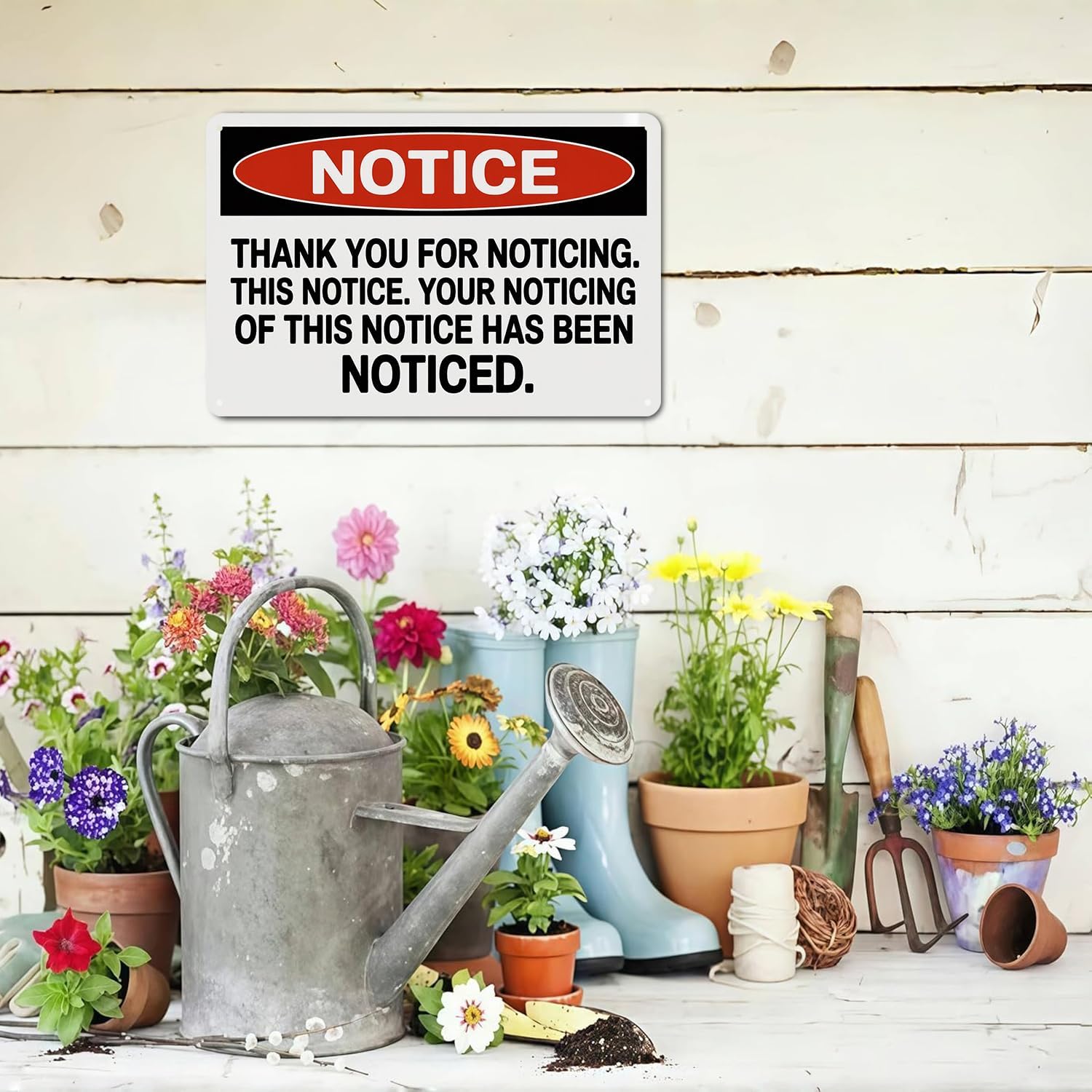 Notice Thank You Tin Sign Vintage Funny Notice Metal Sign Print Aesthetic for Garden Yard Bar Porch Home Bedroom Kitchen Wall Decor Gift 8 x 12 in