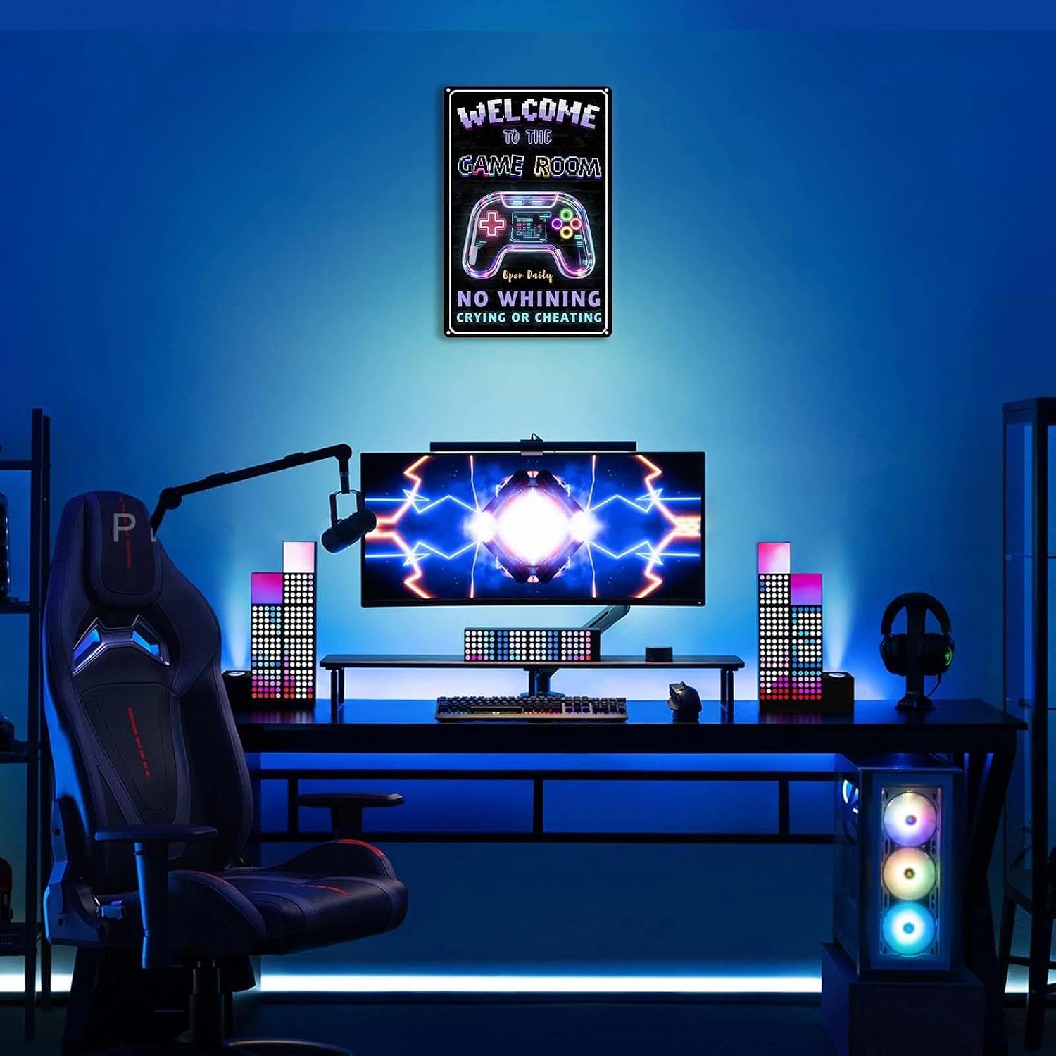 Gaming Room Metal Signs Decor- Cool Metal Tin Sign Wall Art Decor"Welcome to the Game Room", Gamer Room Tin Sign Gift for Boy, Girl, Boyfriend,12x8 inch