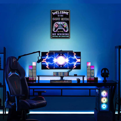 Gaming Room Metal Signs Decor- Cool Metal Tin Sign Wall Art Decor"Welcome to the Game Room", Gamer Room Tin Sign Gift for Boy, Girl, Boyfriend,12x8 inch