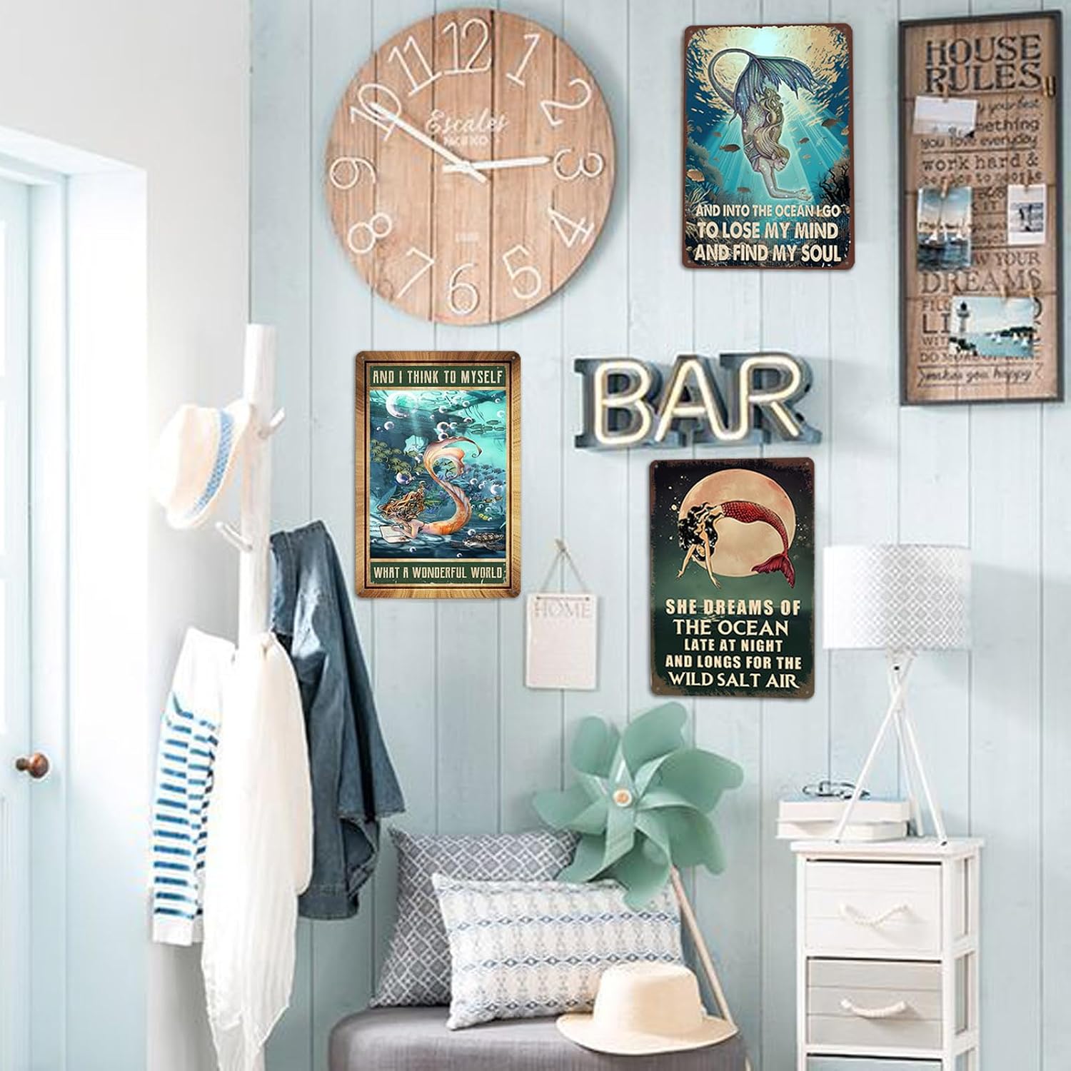 Mermaid Sign Metal Mermaid Wall Art Decor Mermaid Metal Tin Signs Mermaid Gifts For Women Adults And I Think To Myself What A Wonderful World Sign Mermaid Poster For Girls Room Decor Signs 8x12 Inch