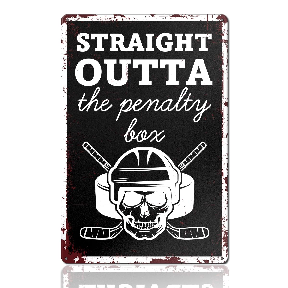 Hockey Gifts for Boys 8-12 Hocky Metal Sign Room Decor Vintage "Caution Hockey Player's Room" Tin Sign for Boys Room and Bedroom Man Cave Wall Art Sports Decor 8x12 Inch