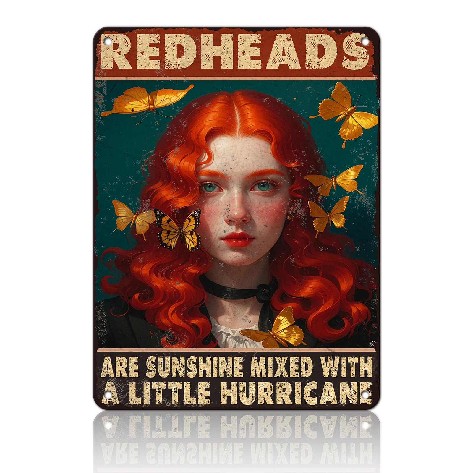 KIYOYO Vintage Tin Metal Sign Poster Grow Positive Thoughts Vintage Poster Flower Head Girl Poster Mental Health Poster Motivational Poster Emotions Poster Vintage Wall Home Decor 8x12 Inch