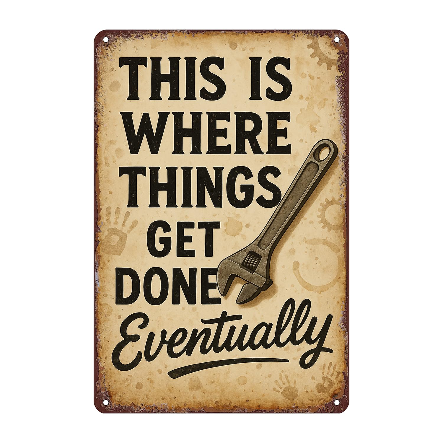 Garage Tools Tin Sign Wall Decor - 12x8 Inch Tin Vintage Industrial Wall Art for Garage, Auto Repair Shop, Workshop, Man Cave Decor Gift for Mechanics