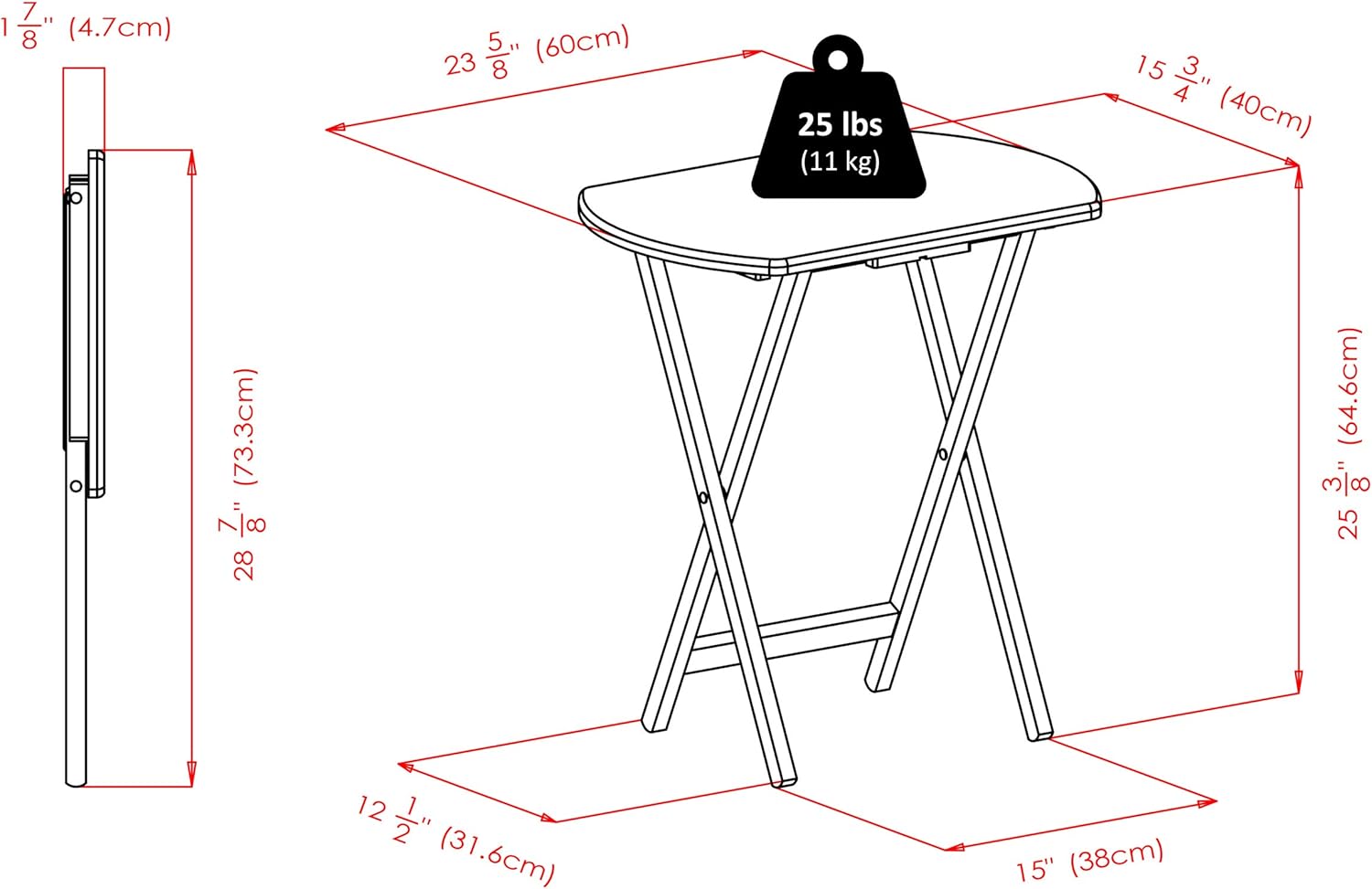 Winsome Corbett Set of 2 Oversized Foldable Snack Tables, Easy to Store Portable Fold Up Table Set for Kitchen, Living Room TV Dining, Crafts, Puzzles, Work From Home