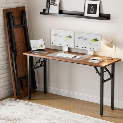 Frylr Small Folding Computer Desk – Portable 35.8 Inch Foldable Laptop Table, No-Assembly, Collapsible and Compact for Easy Storage, Lightweight for Small Spaces, Craft and Study Use, Dark Walnut