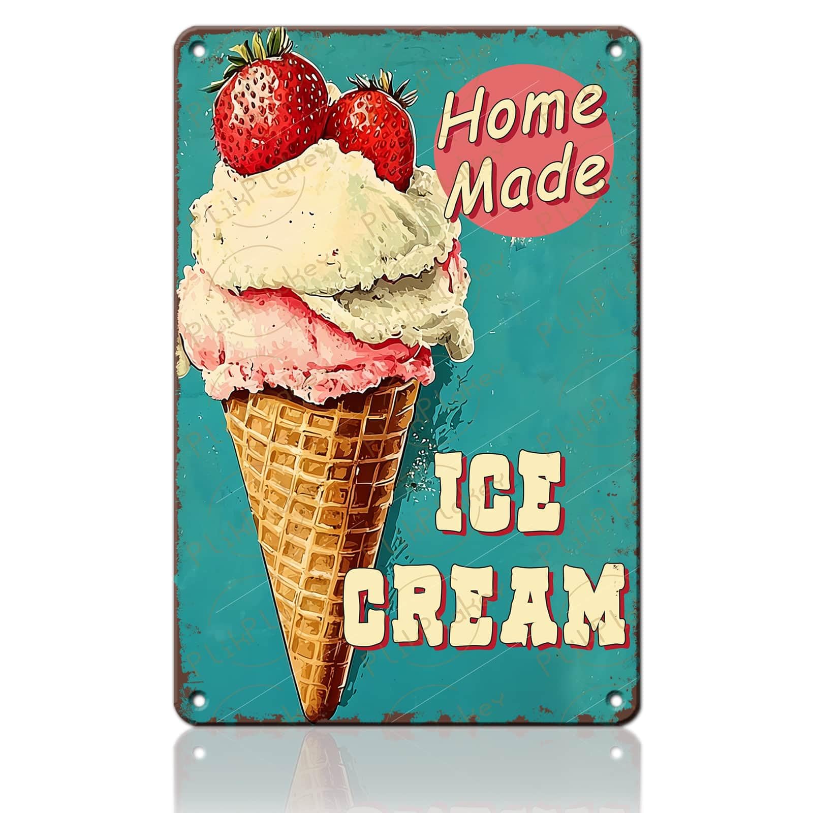 Vintage Metal Tin Sign Ice Cream Retro Sweet Food Diner Wall Decor Kitchen Cafe Bar Club Home Kids Room Living Room Dessert Store Hotel Poster 12x8 Inch