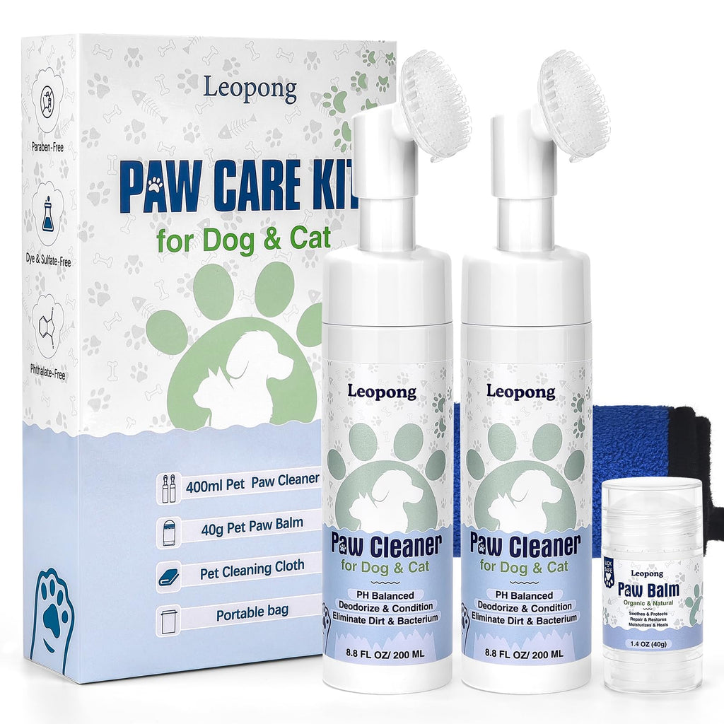 Leopong Dog Paw Care Kit, Paw Cleaner & Paw Balm for Dogs