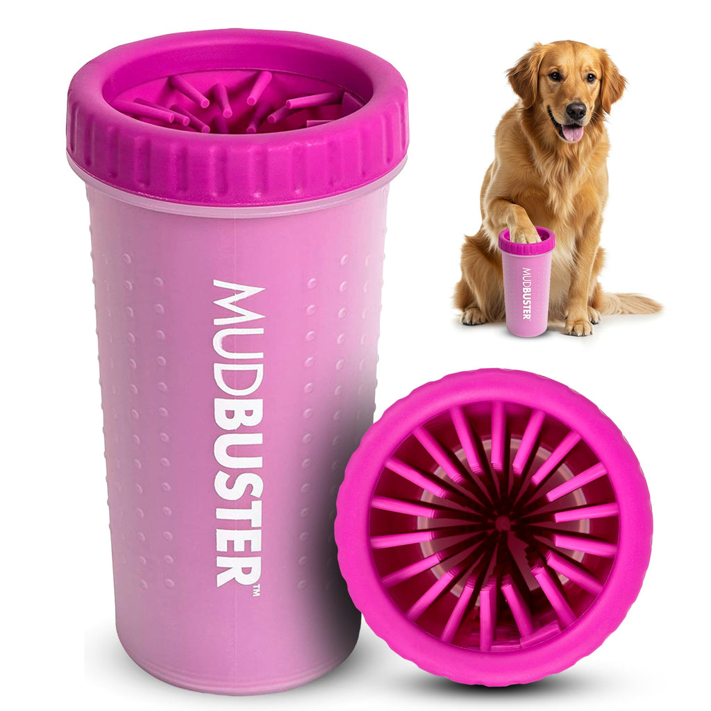 Dexas Pink Medium Dog Paw Cleaner, MudBuster - Premium Quality Pet Supplies and Dog Accessories for Dogs, Easy to Use, Mess Free, BPA Free, Patented Product