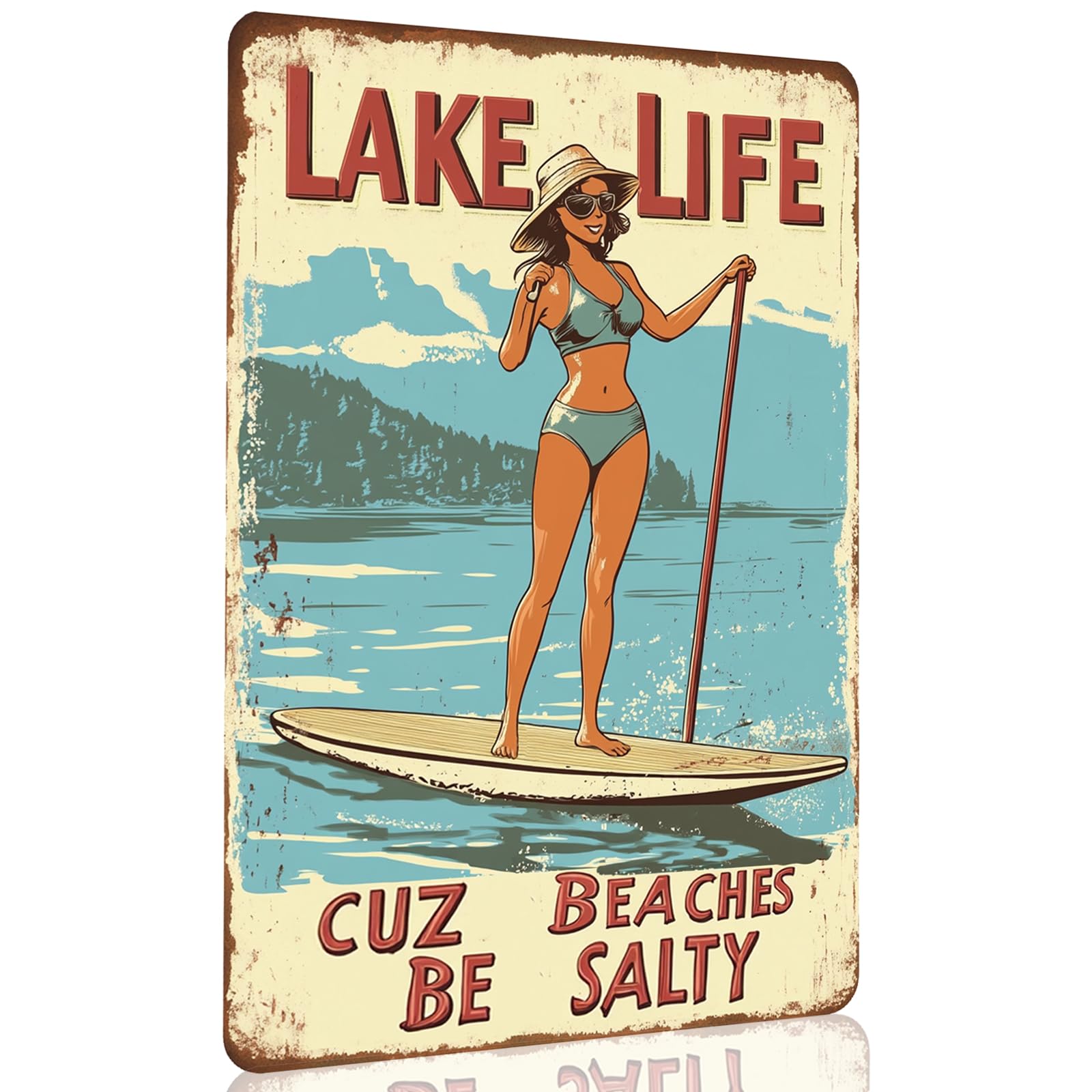 CCPARTON Vintage Beach Metal Sign The Beach Is Calling Metal Tin Sign For Home Outdoor Indoor Office Bar Yard Decor 8x12 Inch