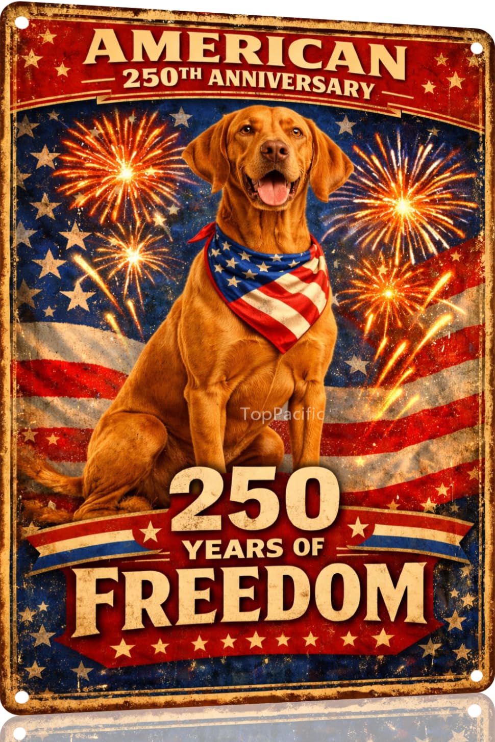 American 250th Anniversary Border Collie Funny Tin Sign 12x8 Inch Independence Day Vintage Metal Wall Art Retro Humor for Kitchen Bedroom Room Home Gift Decoration(59342)