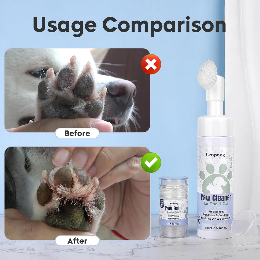 Leopong Dog Paw Care Kit, Paw Cleaner & Paw Balm for Dogs