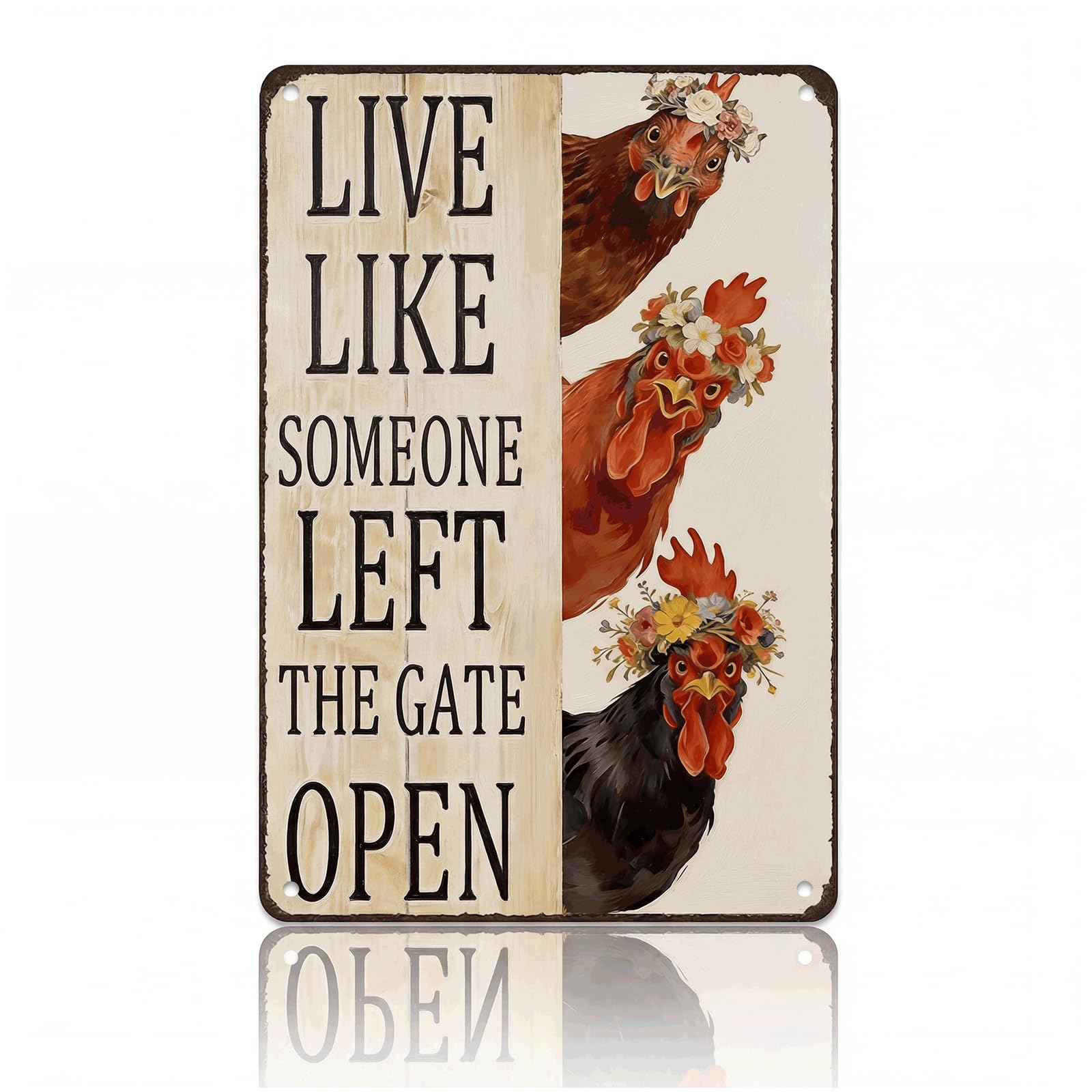 Christian Chicken Tin Sign Bible Verse 8x12 Inch, Watercolor Rooster “God Says You Are” Metal Wall Decor, Religious Encouragement Gift for Farmhouse, Kitchen, Garden, Coop and Chicken Lovers