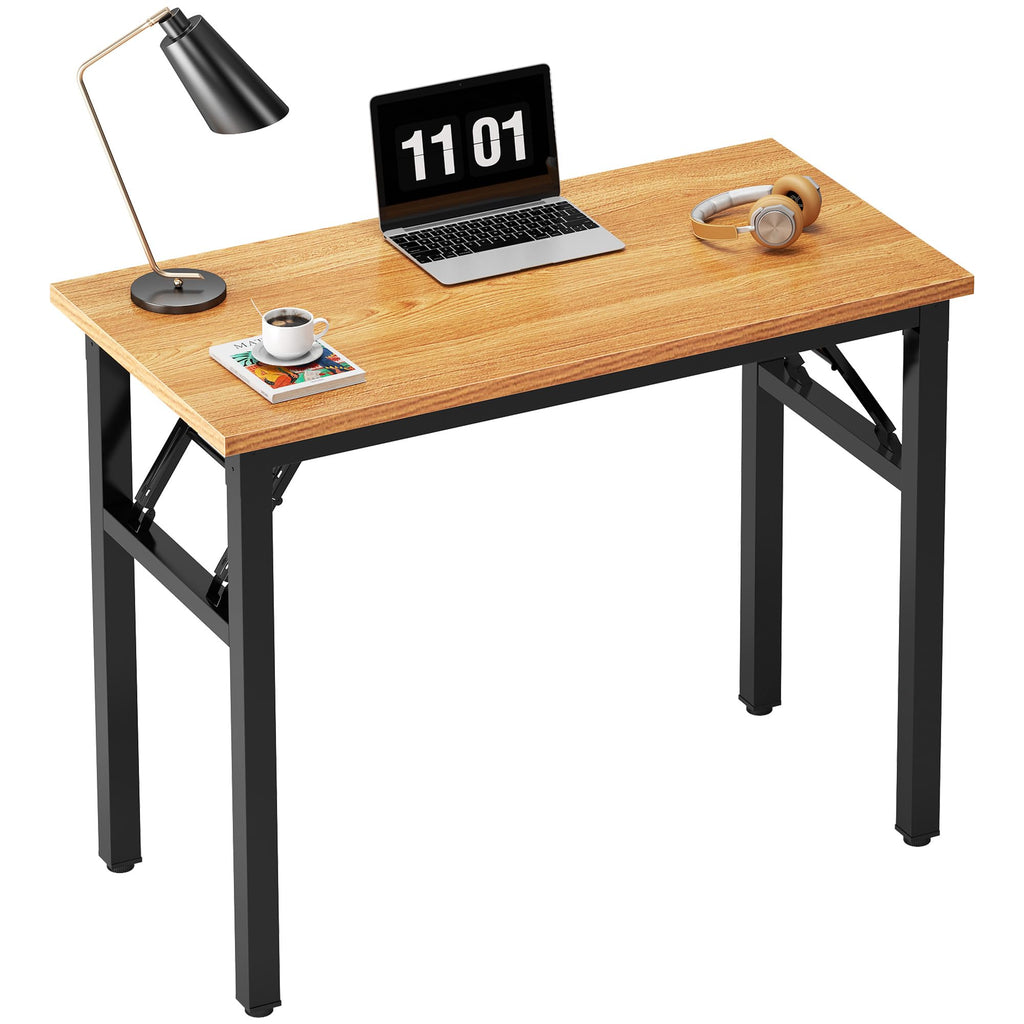Need Folding Desk, 54 inch Large Computer Desk for Home Office, No Install Needed Study Student Writing Table Desk Workstation, Rustic Brown