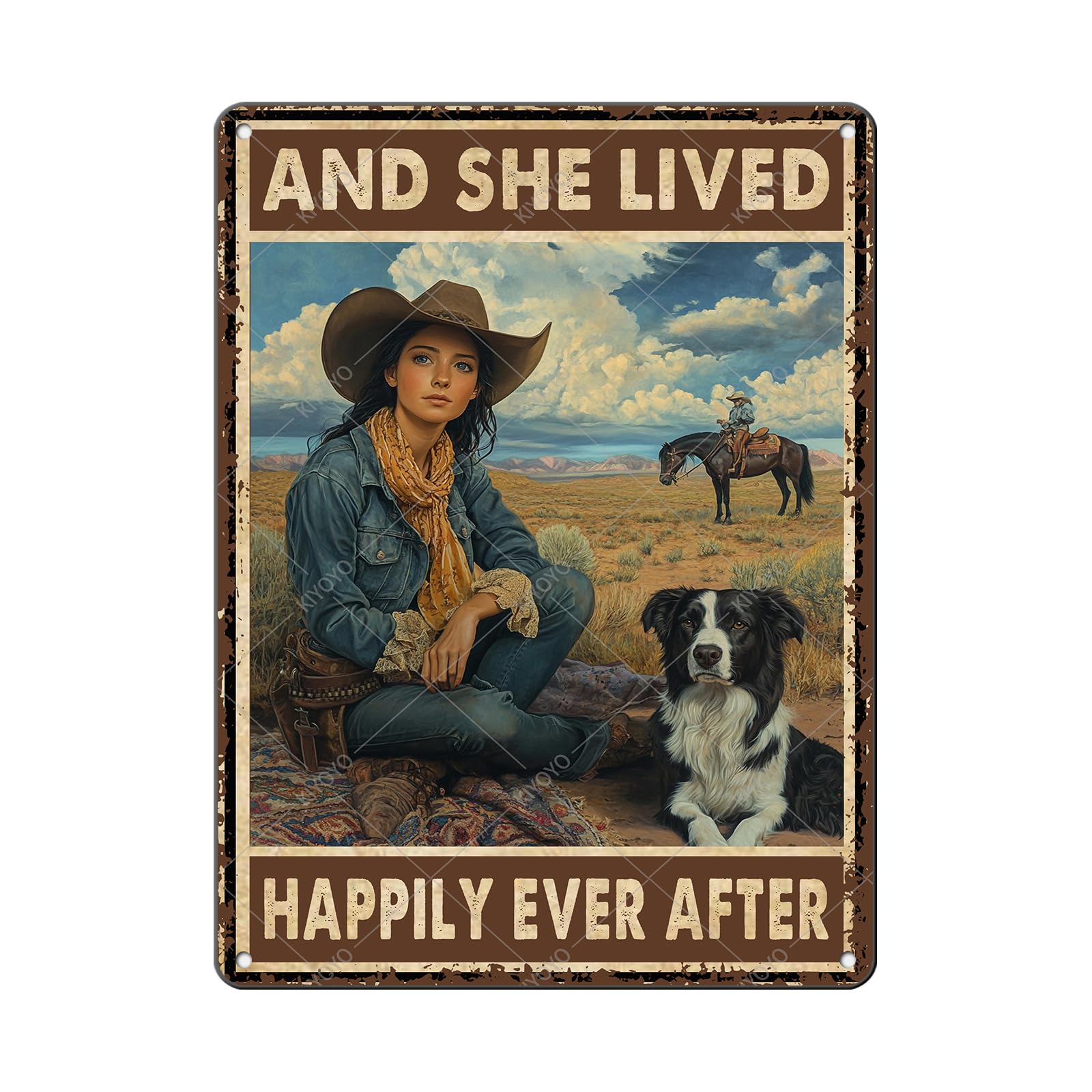 Vintage Metal Tin Sign You Don't Stop Riding When You Get Old Retro Wall Art Decor Woman Riding Horse Under Moon 12x8 Inch