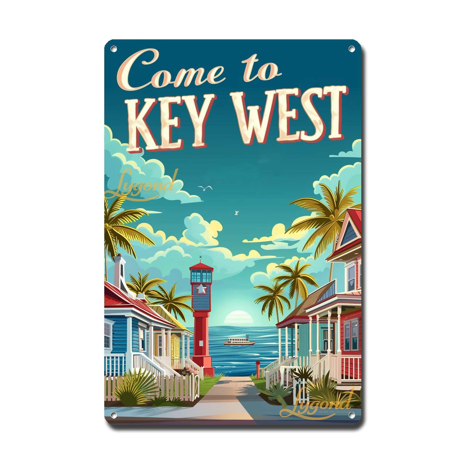 Lygond Metal Sign Tin Sign Vintage Wall Art Come to Chicago Travel Greenhouse Decor for Gift 8×12 Inches