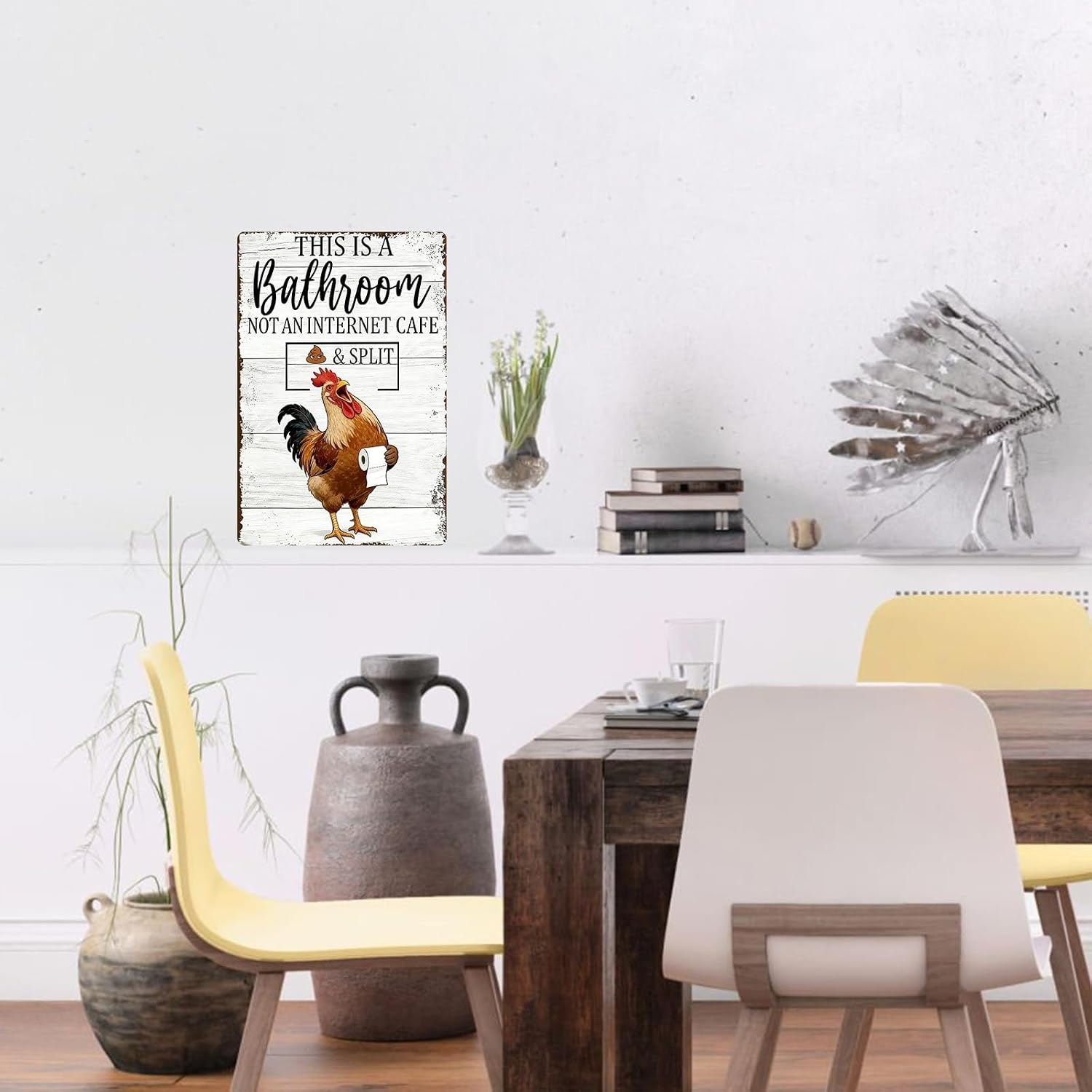 Funny Chicken Metal Tin Sign Bathroom Decor This Is A Bathroom Not An Internet Cafe Signs Retro Posters for Home Restroom Toilet Washroom 8x12inch