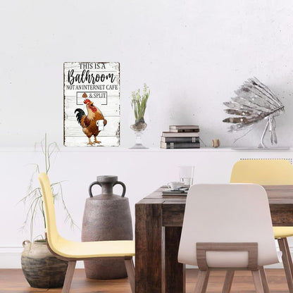 Funny Chicken Metal Tin Sign Bathroom Decor This Is A Bathroom Not An Internet Cafe Signs Retro Posters for Home Restroom Toilet Washroom 8x12inch