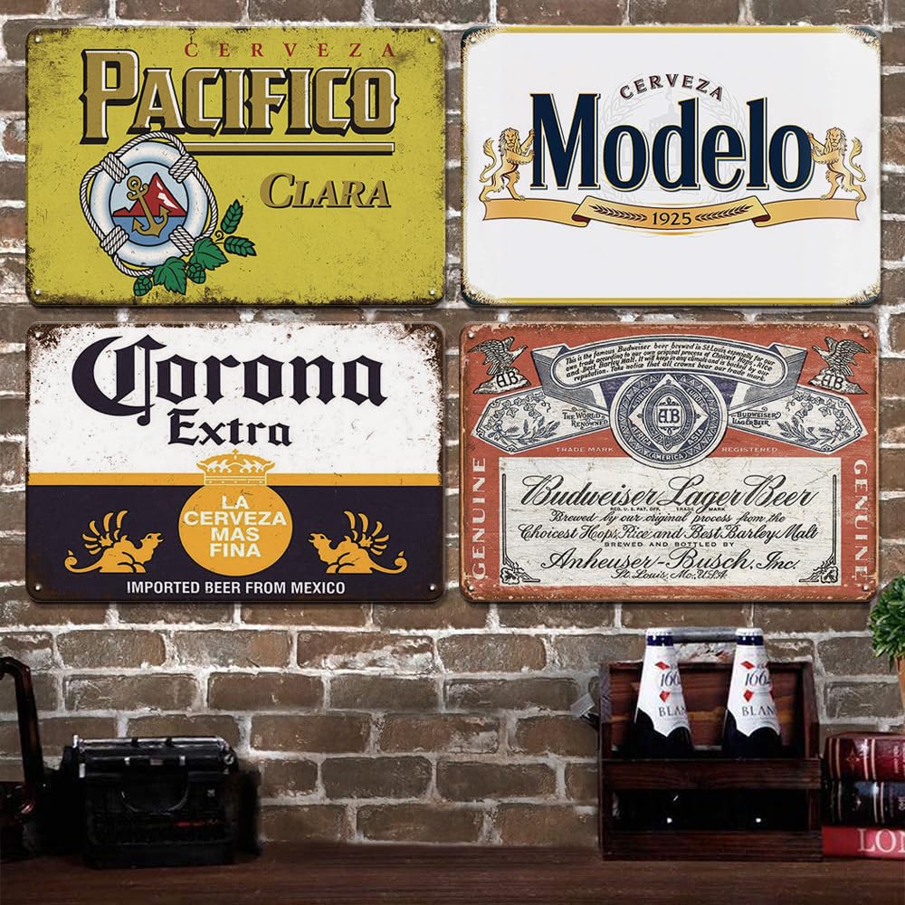 Bar Signs, Beer Signs for Man Cave, Corona Beer Signs Garage Decor Bar Decorations, 8x12 Inches Coors Light Beer Poster Metal Signs Bar Wall Decor Bar Decor for Pub Home House Coffee