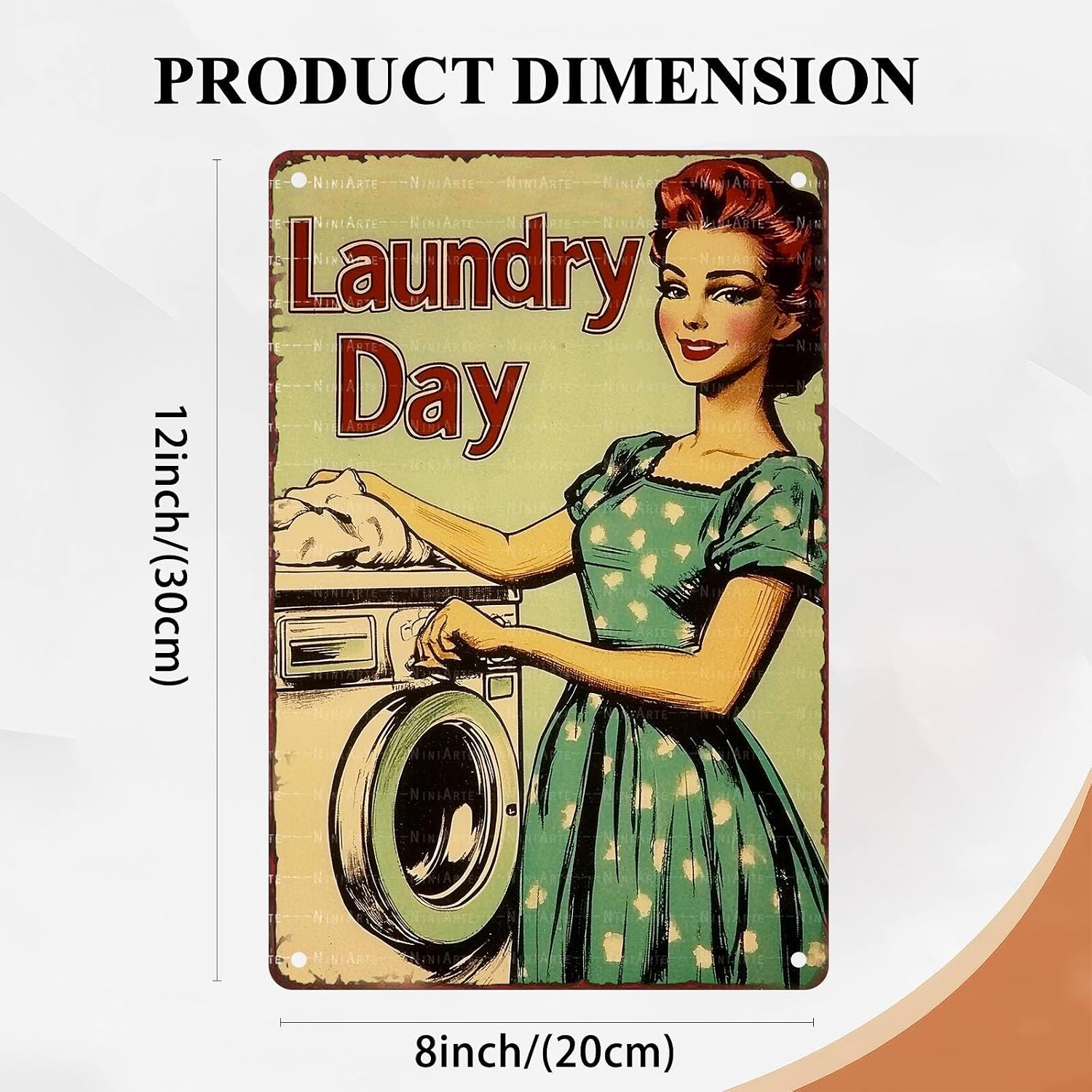 50s Laundry Metal Tin Sign Laundry Day Vintage Sign Utility Room Decor Retro Queen Wall Art 1950s Mom Decor 8X12Inch