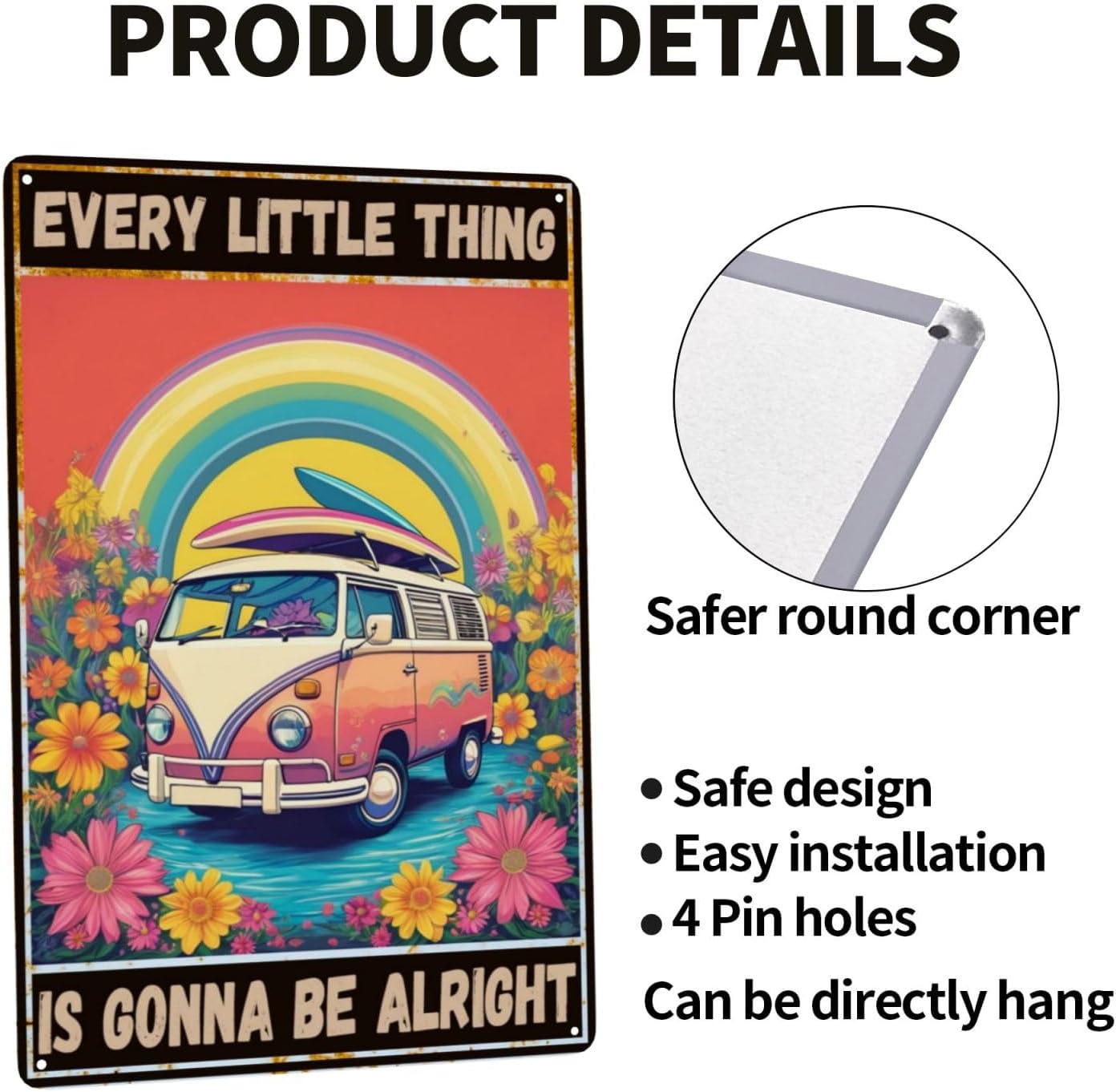 Every Little Thing is Gonna Be Alright Vintage Metal Tin Sign 8x12 Inch Home Kitchen Living Room Cafes Bedroom Wall Decor