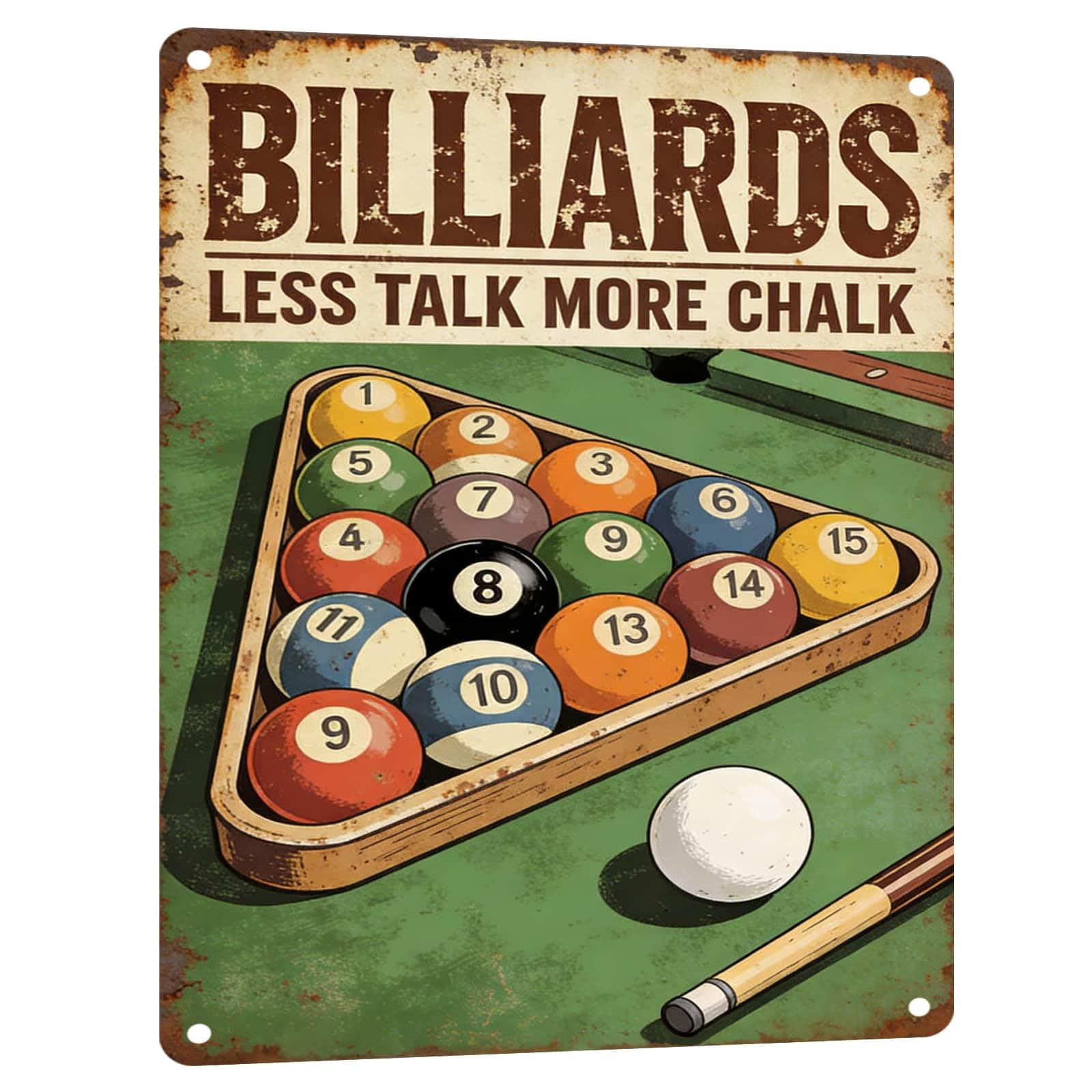 Billiards Metal Sign Less Talk More Chalk Billiards Vintage Art Wall Decor Funny Pool Decor for Man Cave Game Room Bar Garage Billiard Room 8x12 Inch