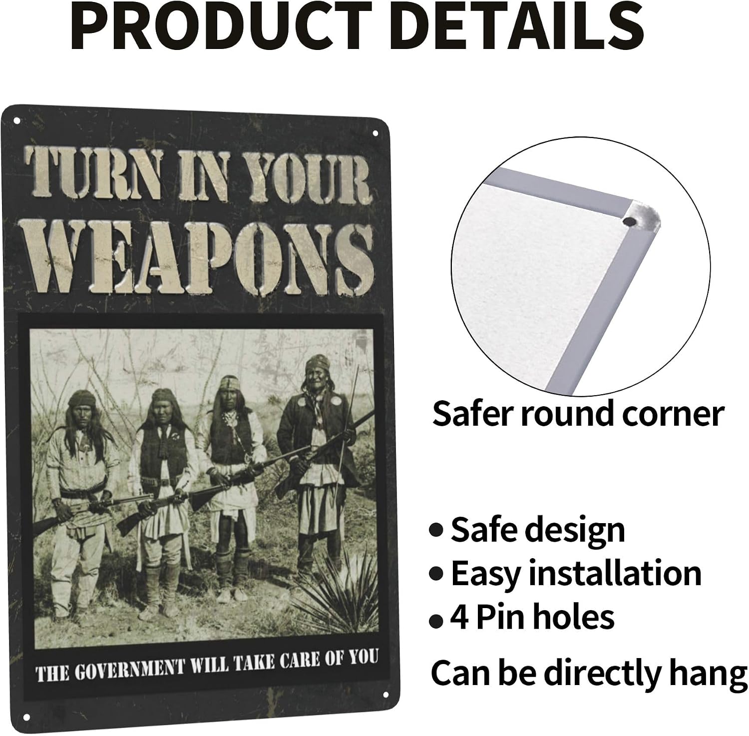 Funny Man Cave Signs Vintage Wall Decor Decorative Metal Signs For Bar, Garage Turn in Your Weapons Plaques Tin Sign 12"x 8"